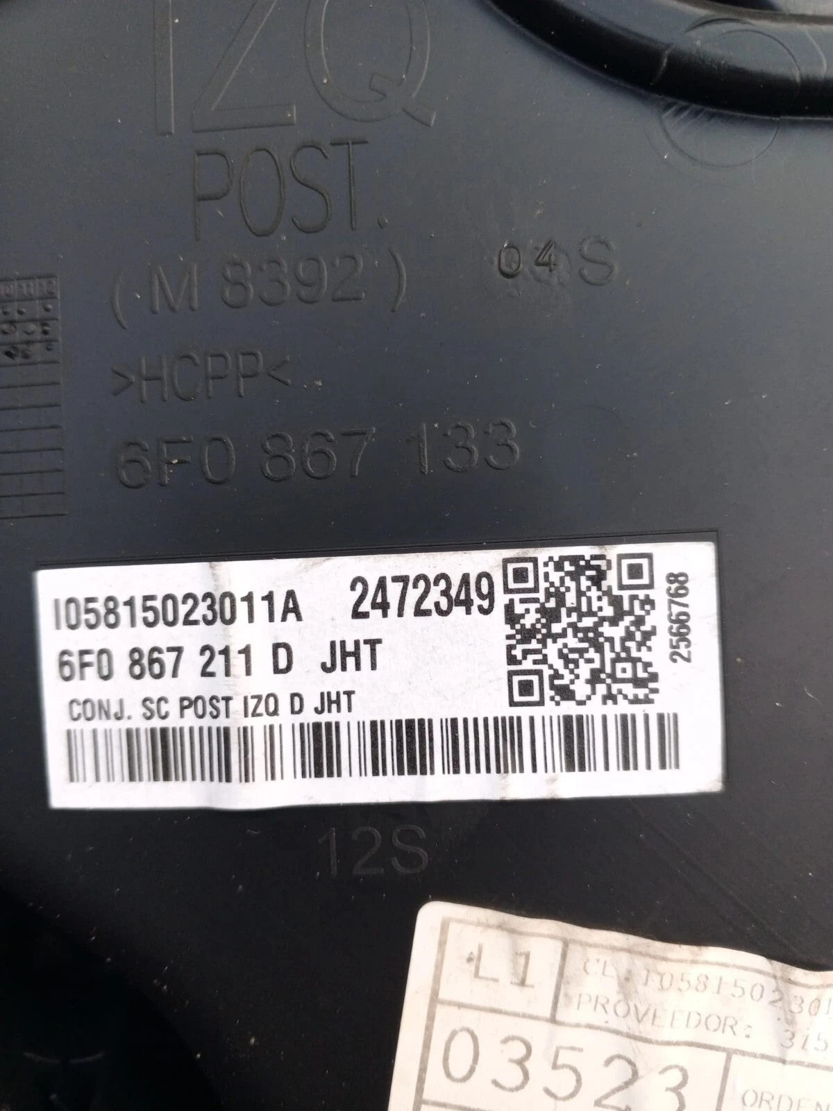 SEAT Ibiza 6F 2018-2025 Rear Left Door Card Trim Panel 6F0867211D JHT