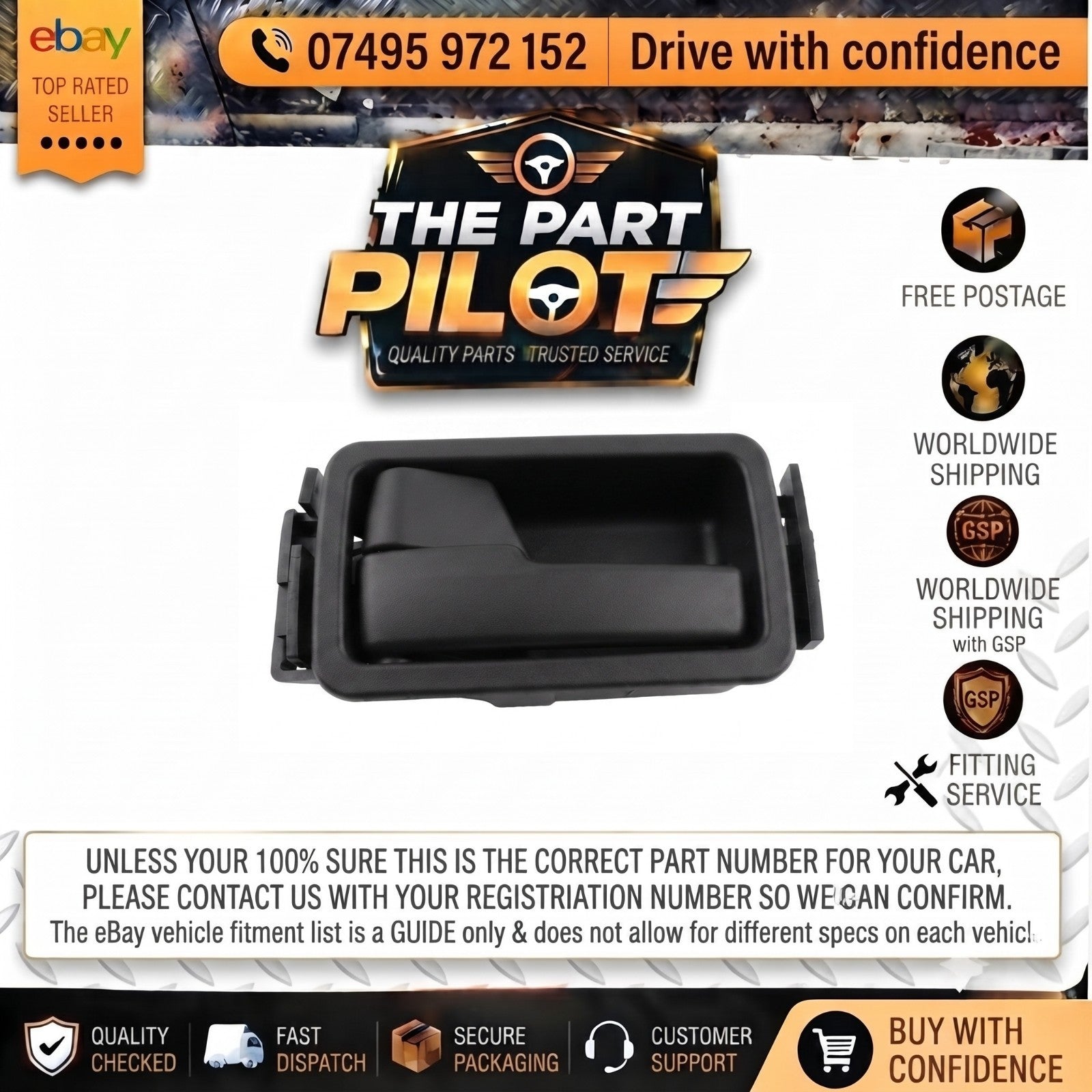 FORD TRANSIT CONNECT MK1 HI-TOP 02-09 N/S FRONT INNER DOOR HANDLE 2T14V266A63