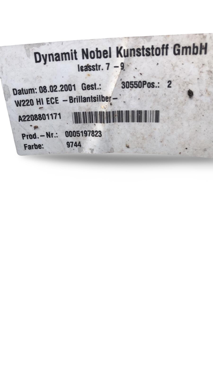Mercedes S Class W220 Rear Bumper 02 4Dr 744 Silver A2208801171 Free Postage