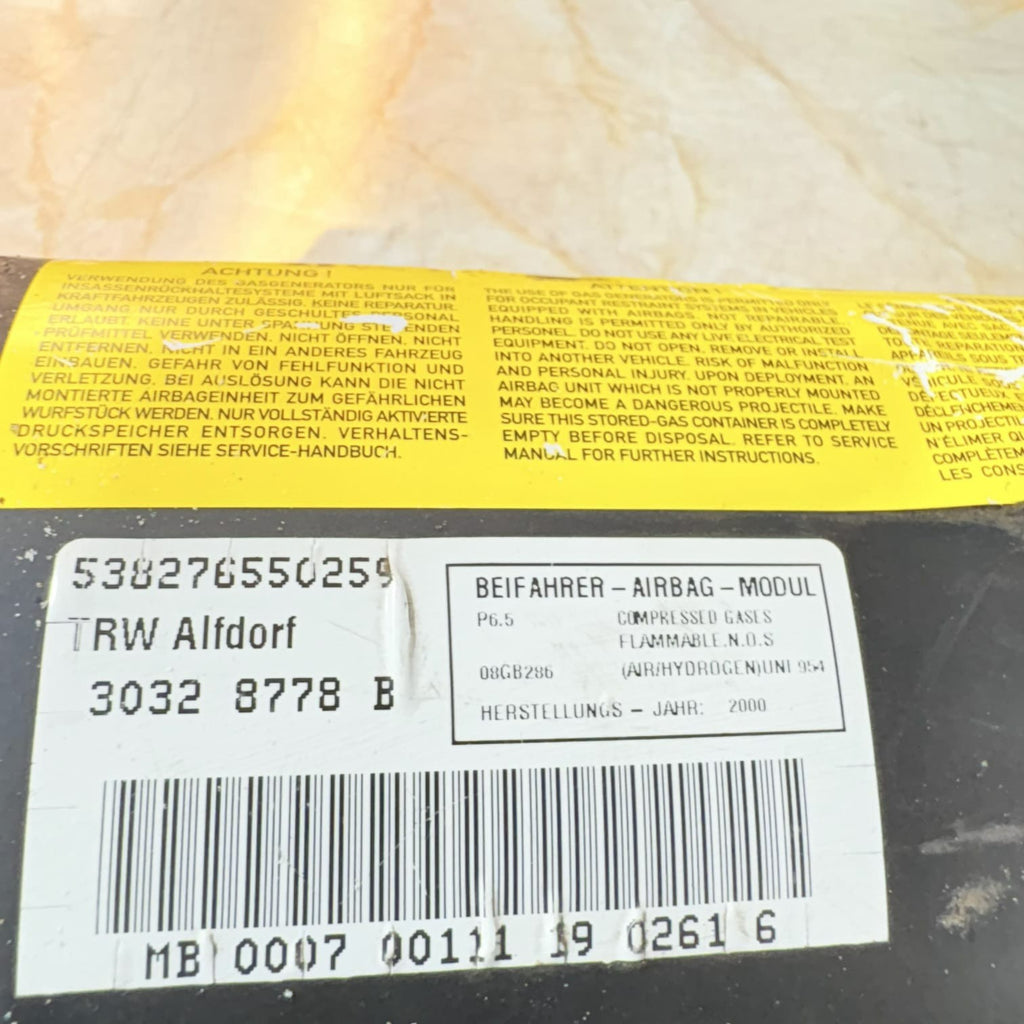 Mercedes SLK R170 1996–2004 Dash Airbag Left Passenger Nearside 30328778B