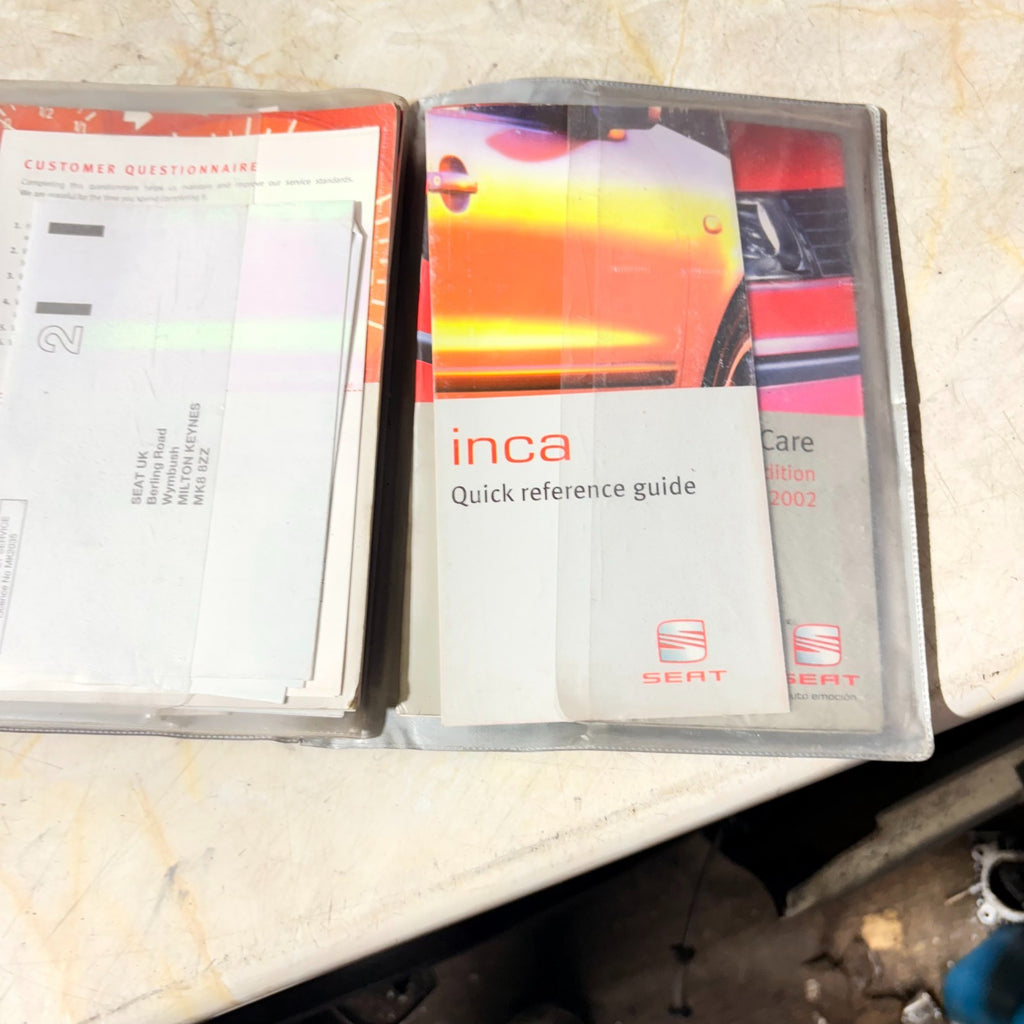 2001 SEAT INCA QUICK OWNERS MANUAL/HANDBOOK