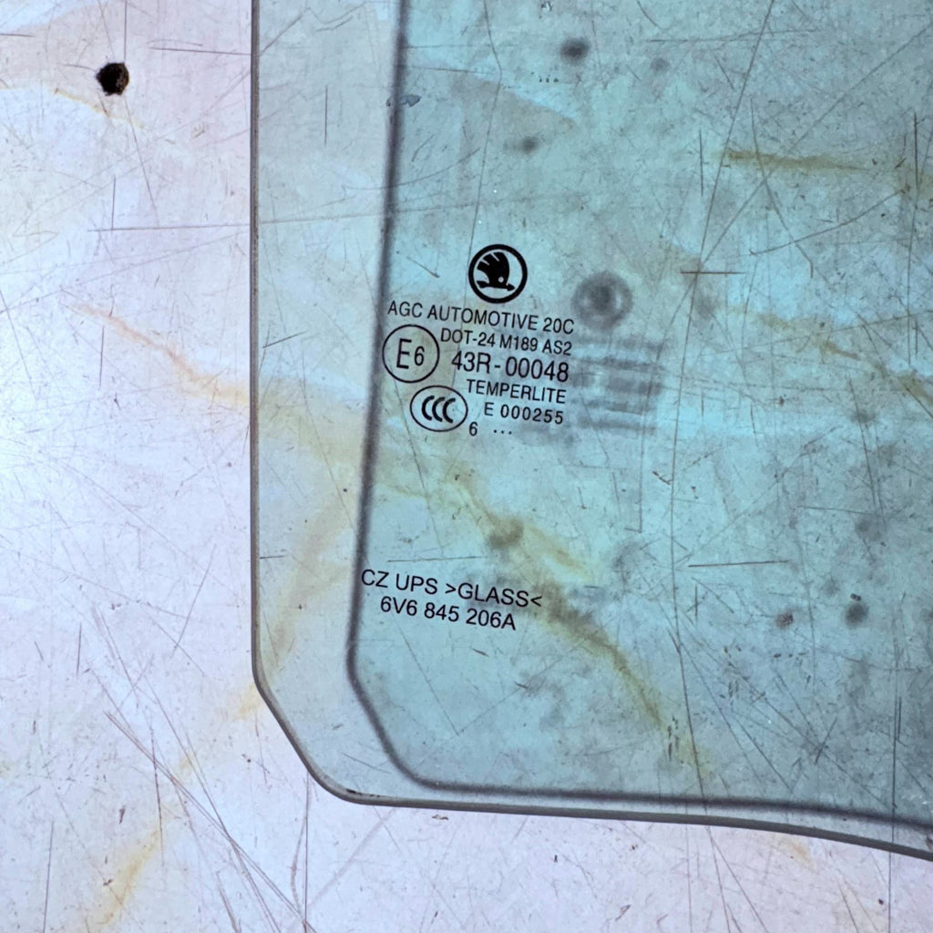 SKODA Fabia 2014-2021 Rear Right Offside Door Window Glass 6V6845206A