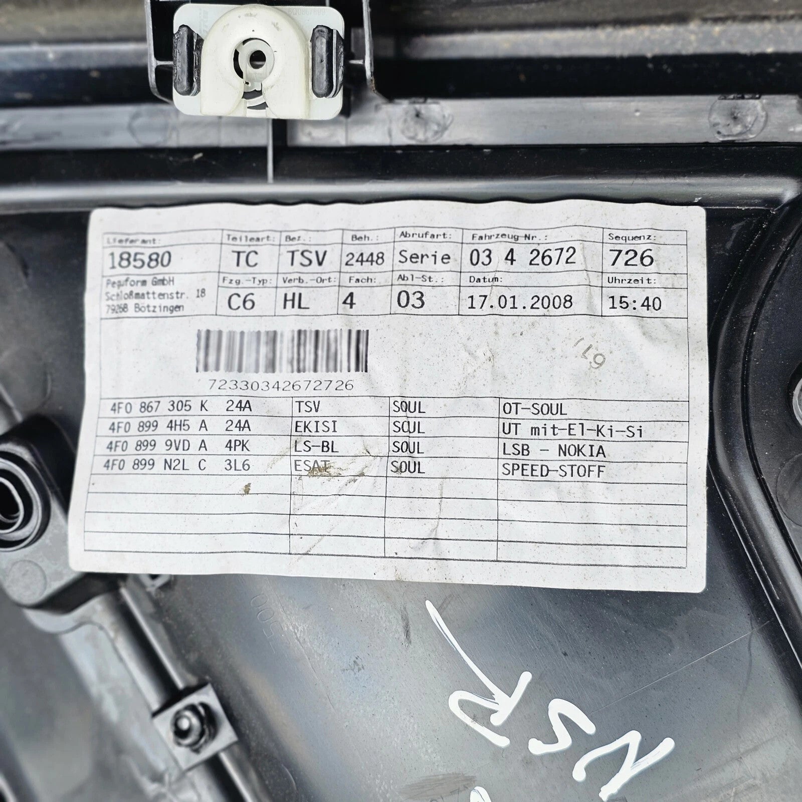 Audi A6 C6 Left Passenger Nearside Rear Door Card Panel 4f0867305n 2004-2012