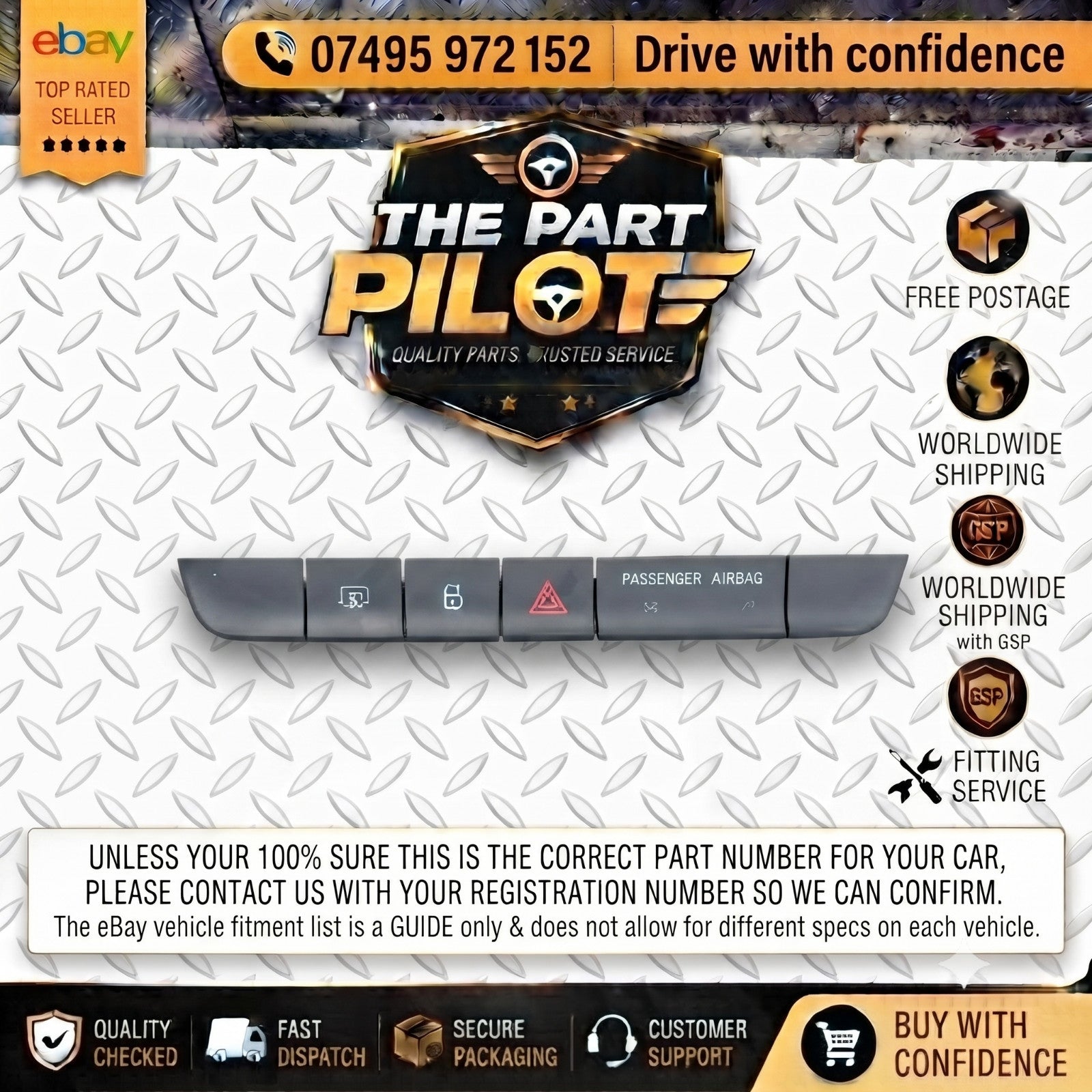 2018 SKODA FABIA HAZARD WARNING SWITCH 6V0.927.132.A