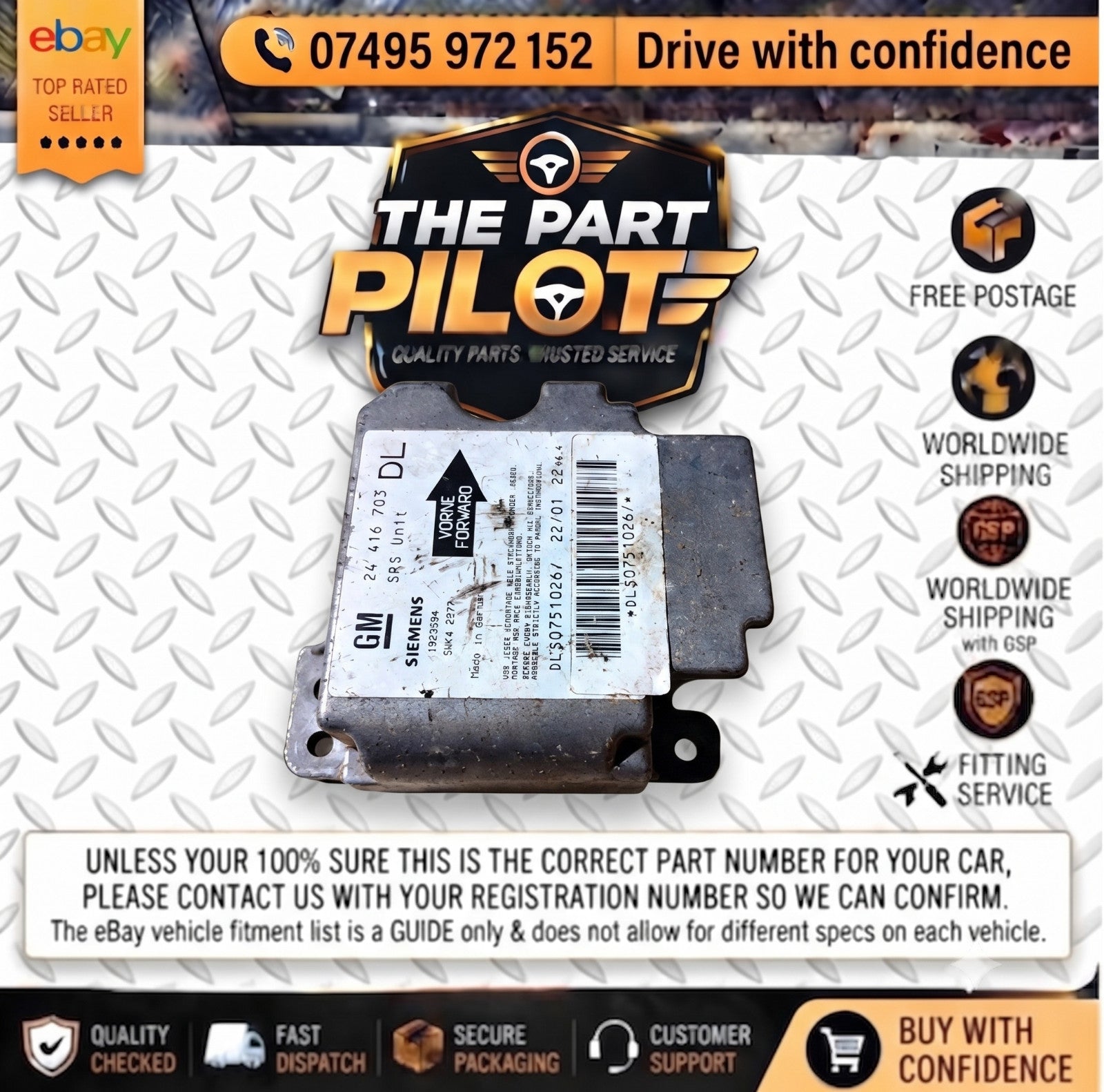 VAUXHALL ASTRA G MK4 1998-2004 AIRBAG SRS ECU MODULE 24416703 5WK42977