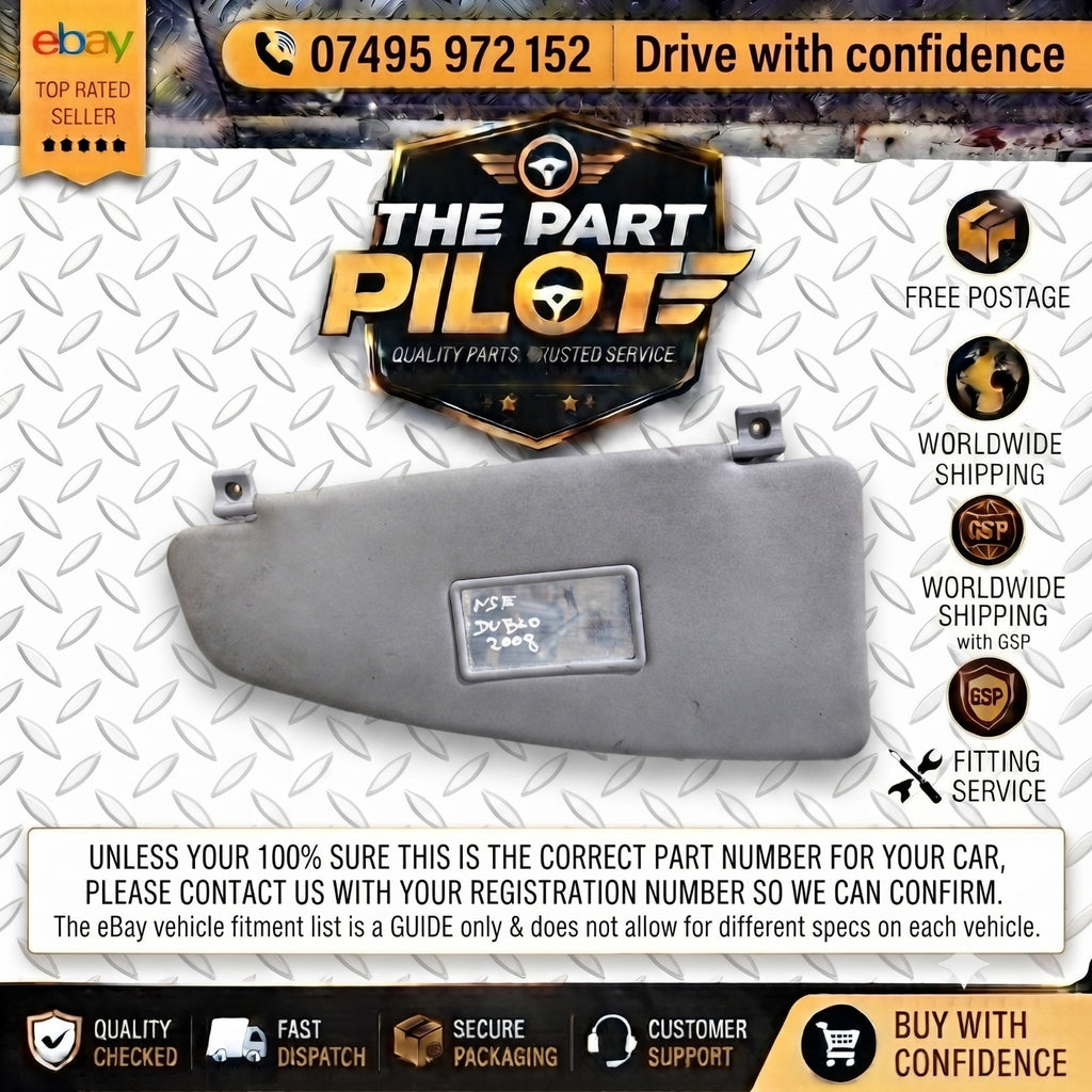 Fiat Doblo MK1 2001-2010 Left Passenger Sun Visor Grey 119 223 Interior
