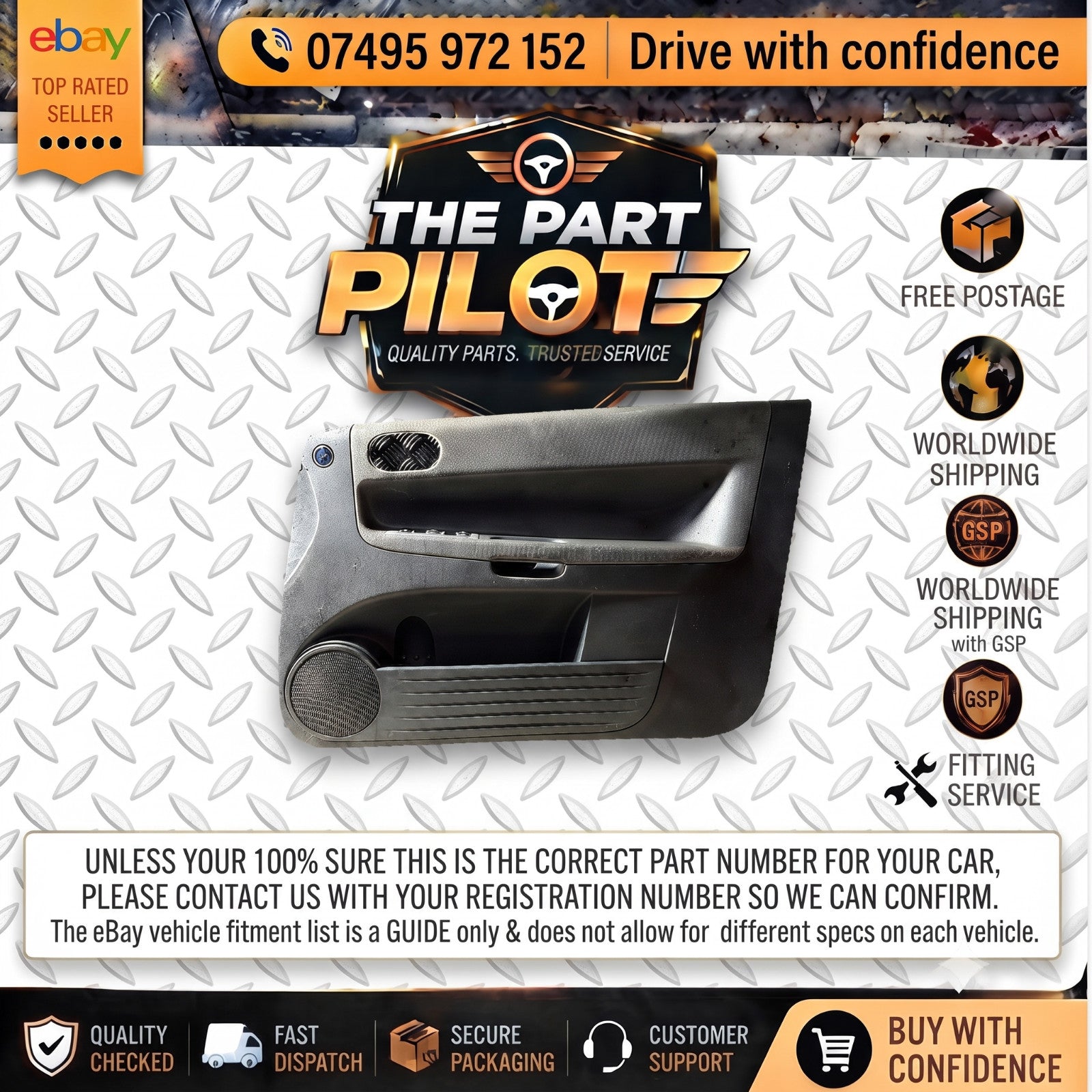Mitsubishi Colt CZC Cabriolet 06-09 Front Right Driver Offside Door Card Panel