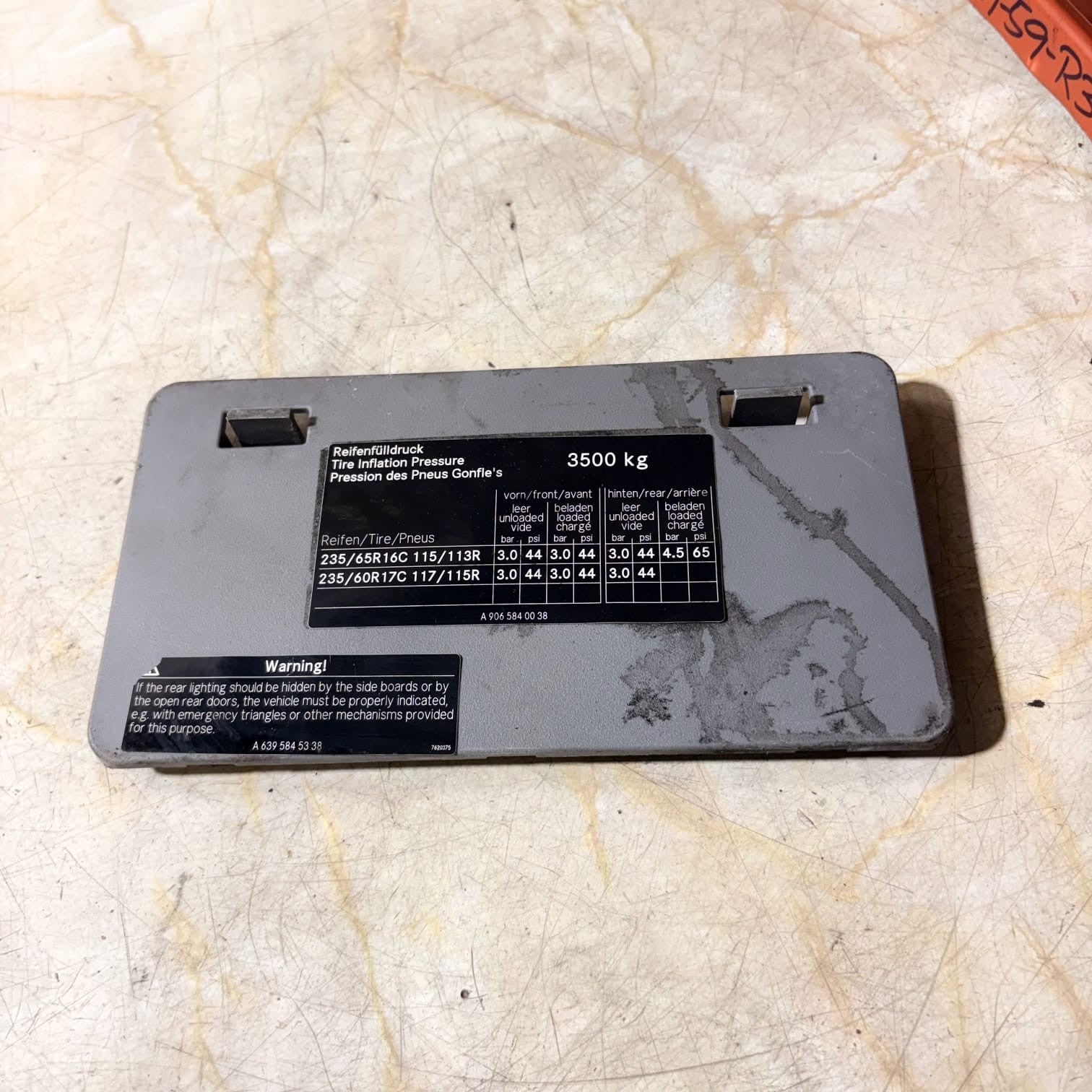MERC SPRINTER 314 W907 (2007) SEAT BASE BATTERY FUSE COVER A6395845338