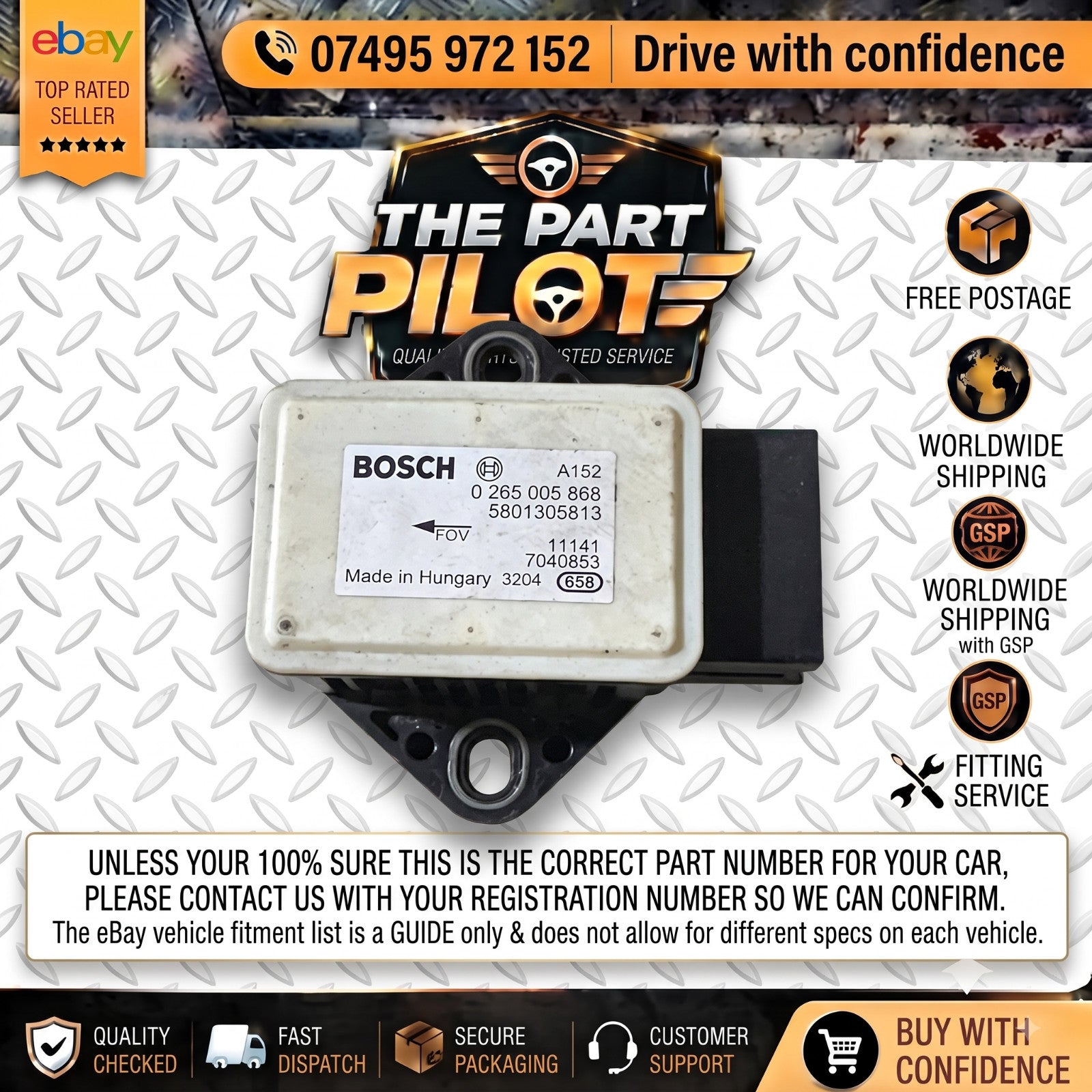IVECO Daily MK4 MK5 2006-2014 Bosch ESP Yaw Rate Sensor 5801305813 0265005868