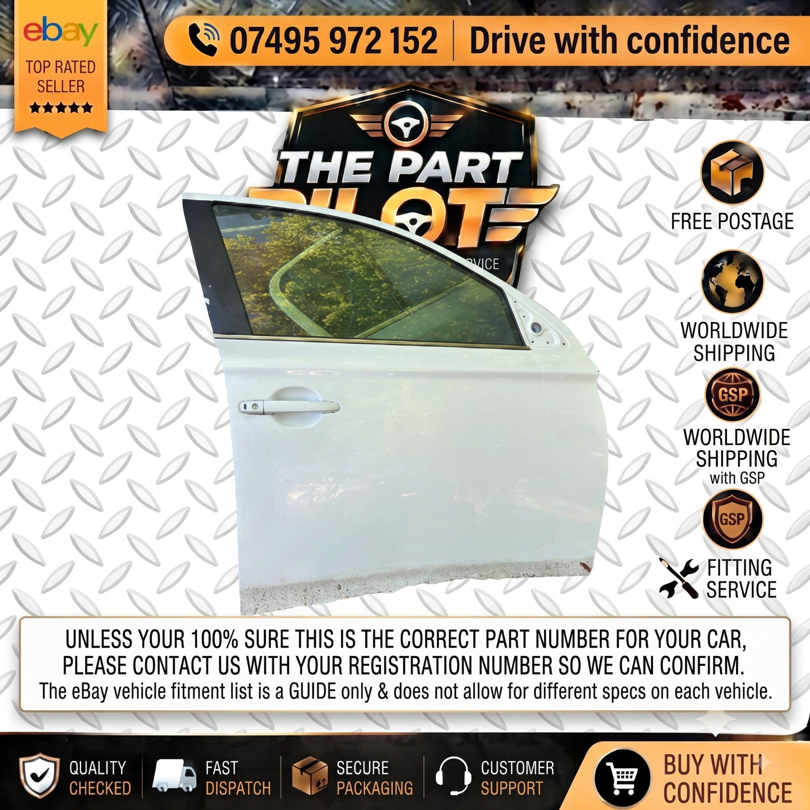 Mitsubishi Outlander MK3 2012-2021 Front Right Complete Door White W37 Free P&P