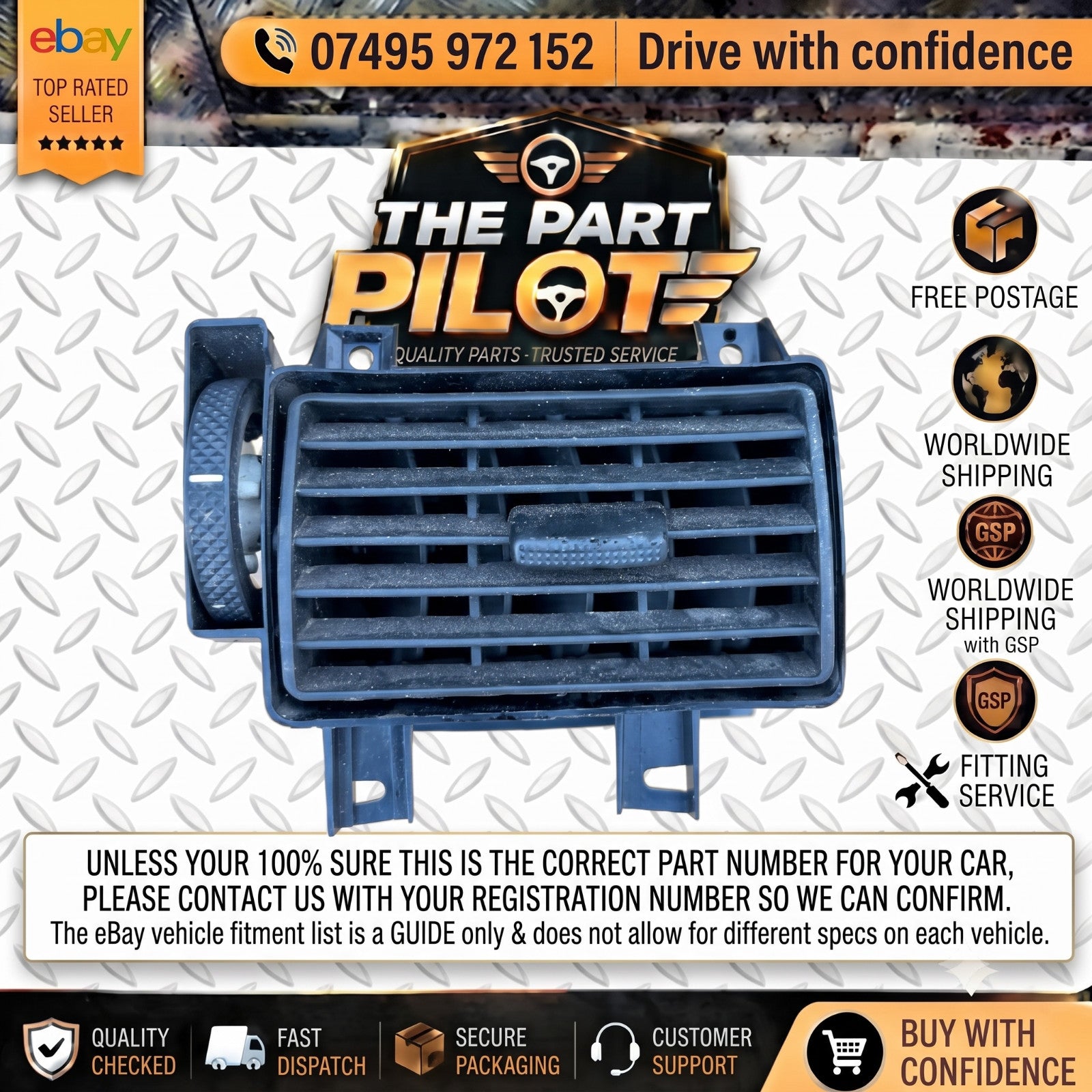 Ford Tourneo Connect 2002-2009 Centre Right Dash Air Vent 2T1H19C681AC