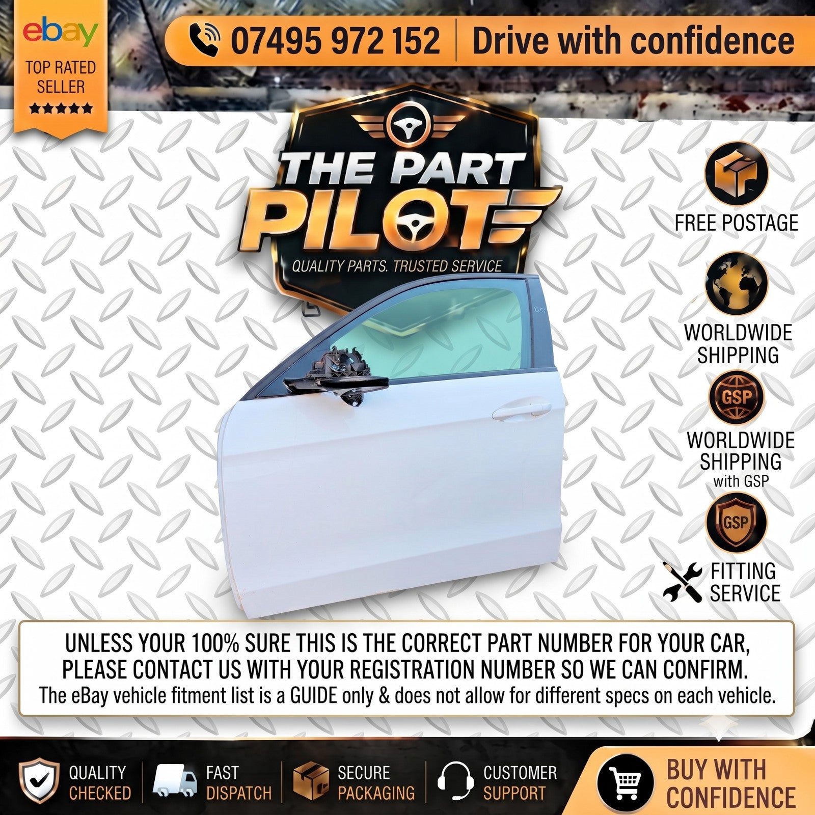 Mercedes E-Class S212 Estate 2009-16 Complete Front Left Door White Free Postage