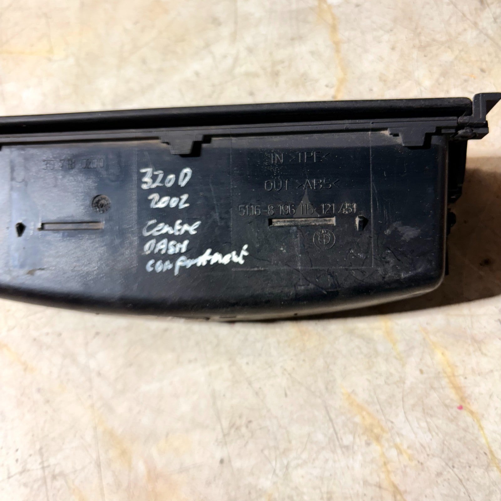 BMW E46 3 SERIES 320D 2002 BLACK DASHBOARD STORAGE COMPARTMENT 51168196115121451