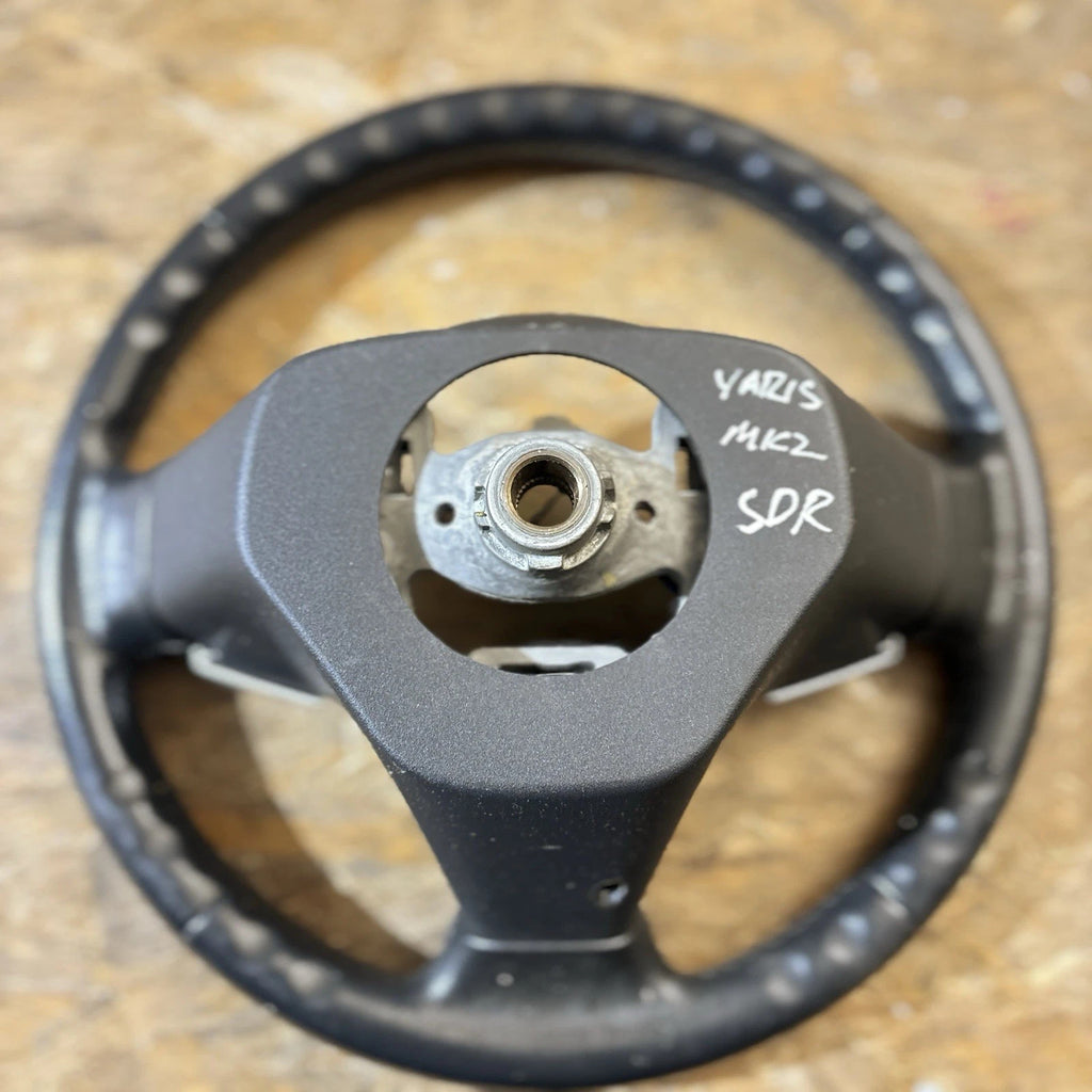 2010 TOYOTA YARIS Mk2 (XP90) Leather Multifunctional Black Steering Wheel