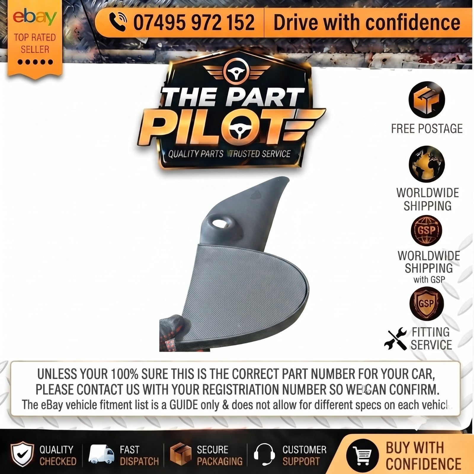 TOYOTA AYGO CITROEN C1 PEUGEOT 107 2005-2014 05-14 RH MIRROR TRIM 67491-0H010