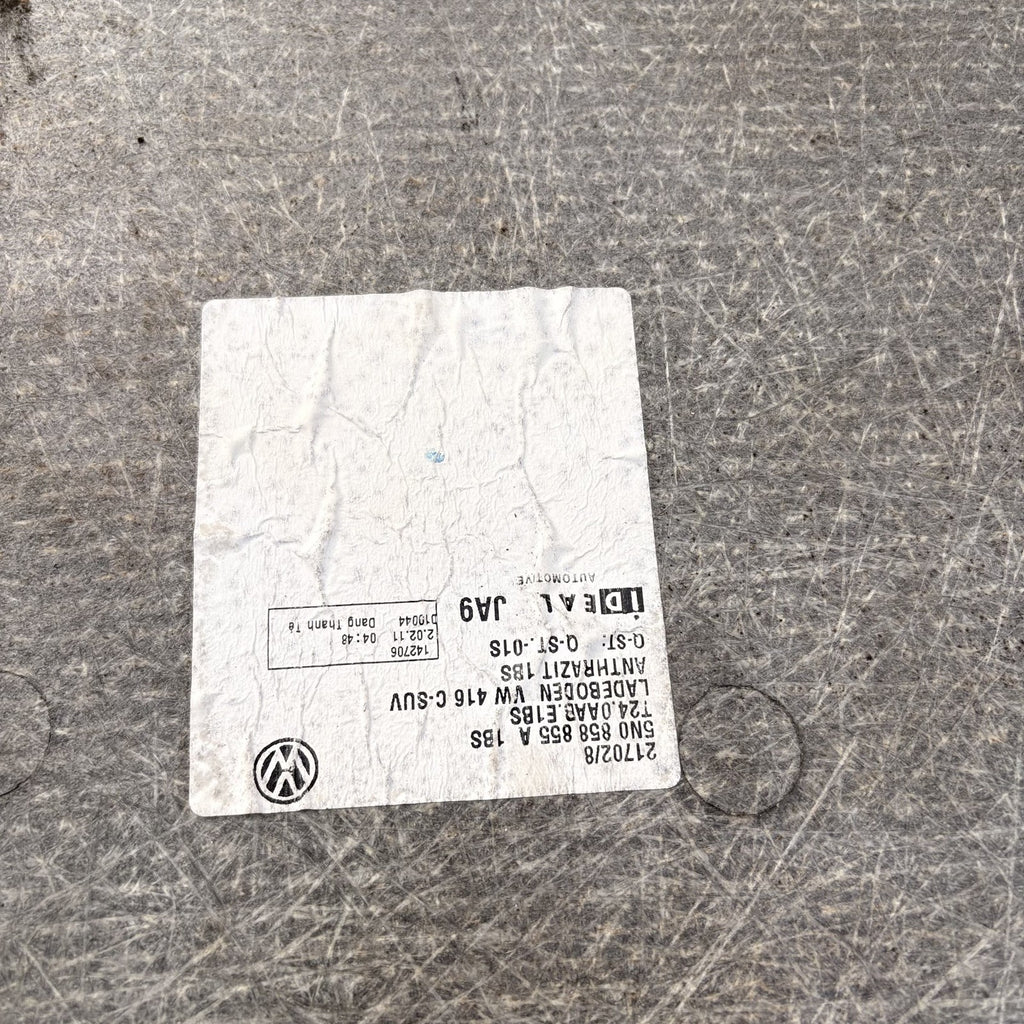 Volkswagen VW Tiguan 5N Boot/Trunk Floor Carpet Loading Panel Grey 5N0858855A