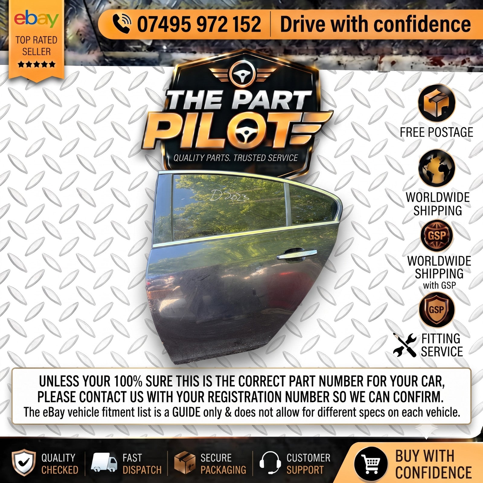 VAUXHALL INSIGNIA A MK1 2009-2012 N/S REAR LEFT COMPLETE DOOR BLACK FREE P&P