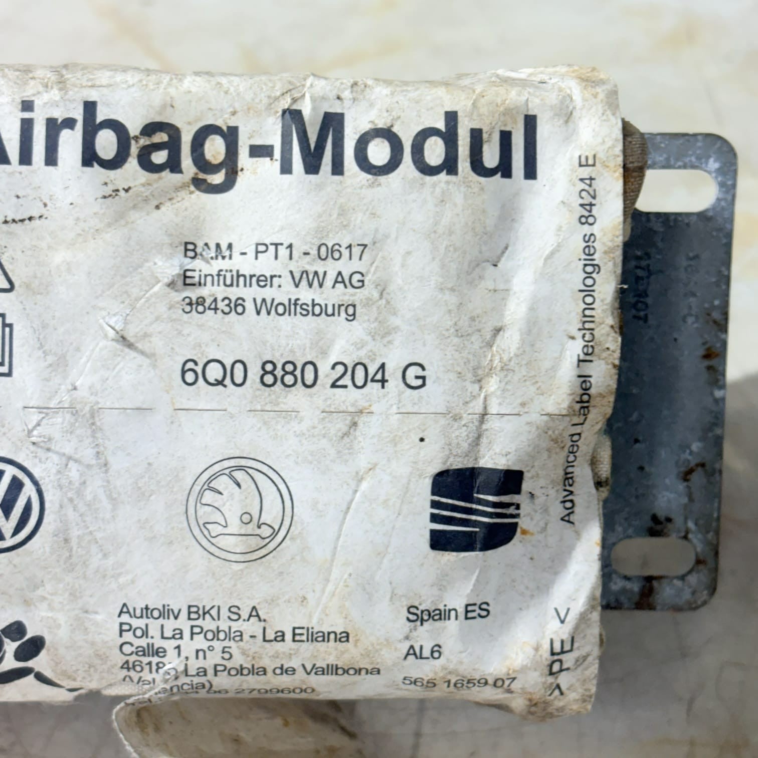 VW Polo 9N UK LHD Right A. bag Unit 6Q0880204G New VW