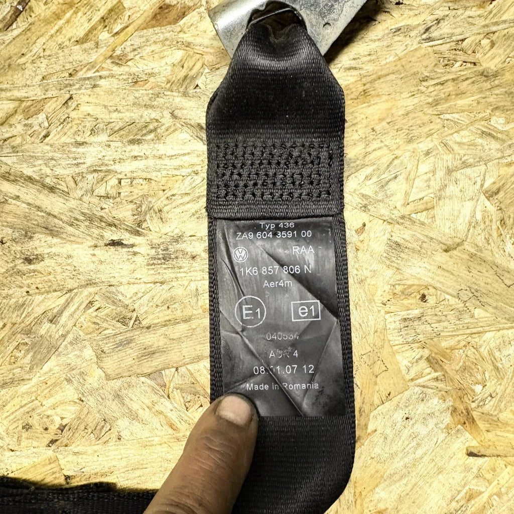 VW Golf Mk5 Mk6 Rear Right Seat Belt OSR 1K6857806N Hatchback 2003-2013