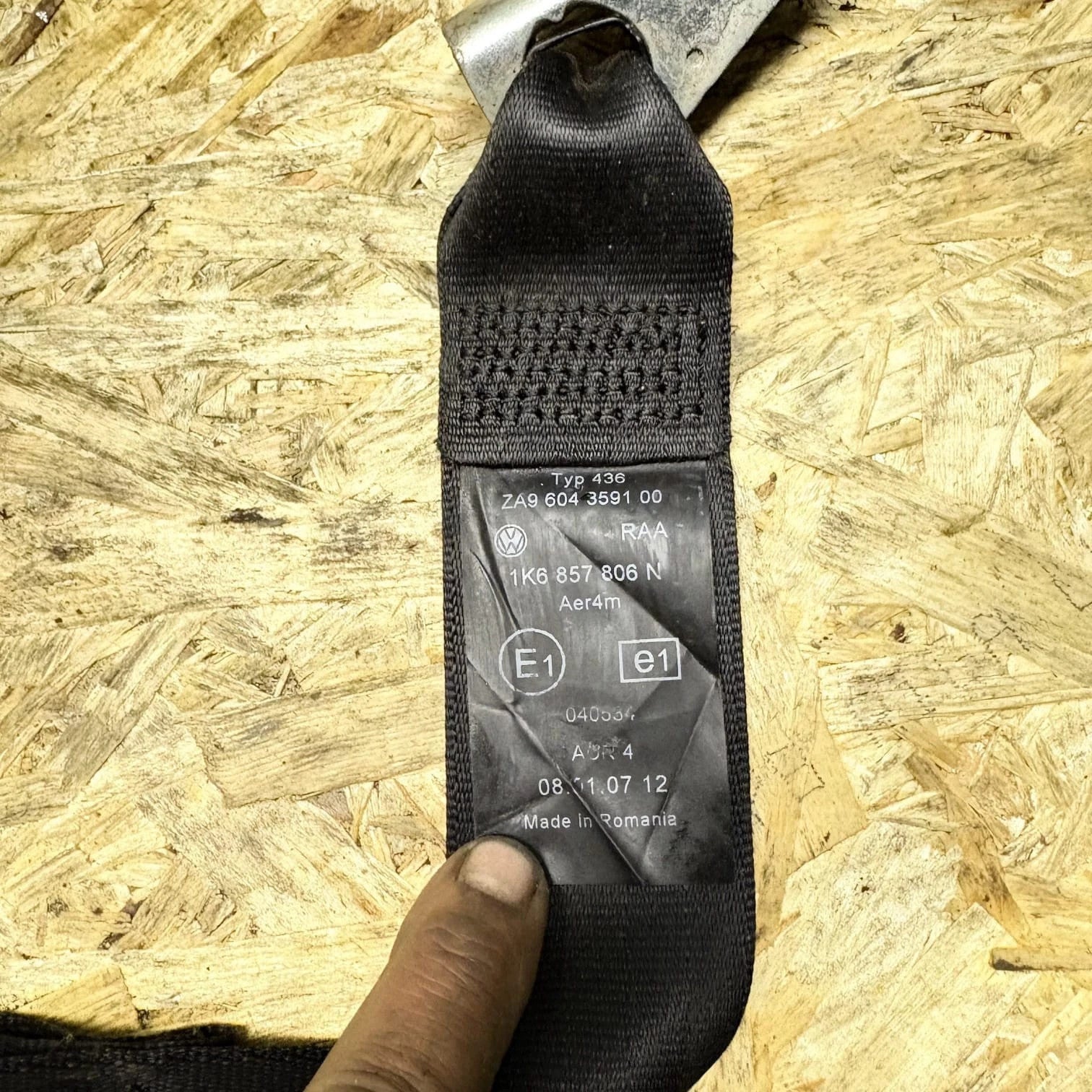 VW Golf Mk5 Mk6 Rear Right Seat Belt OSR 1K6857806N Hatchback 2003-2013