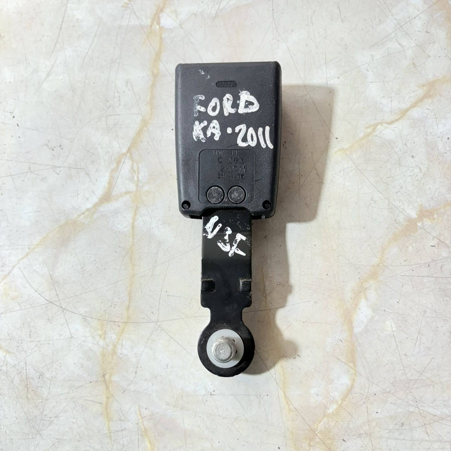 FORD KA MK2 FIAT 500 FRONT LEFT PASSENGER SEAT BELT STALK BUCKLE 34122266