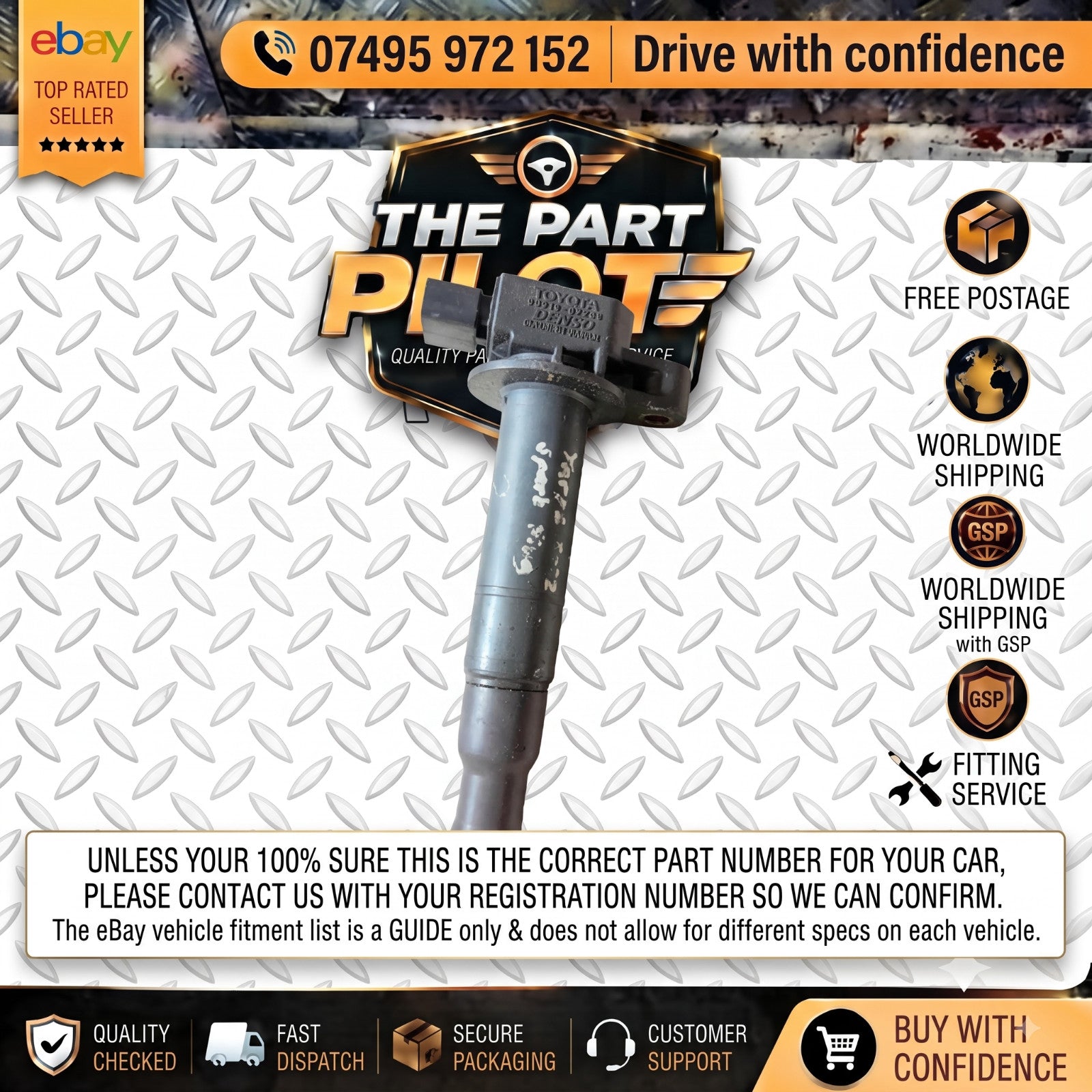 Toyota Yaris T Sport 1.5 VVT-i 2001-2005 Denso Ignition Coil Pack 90919-02240