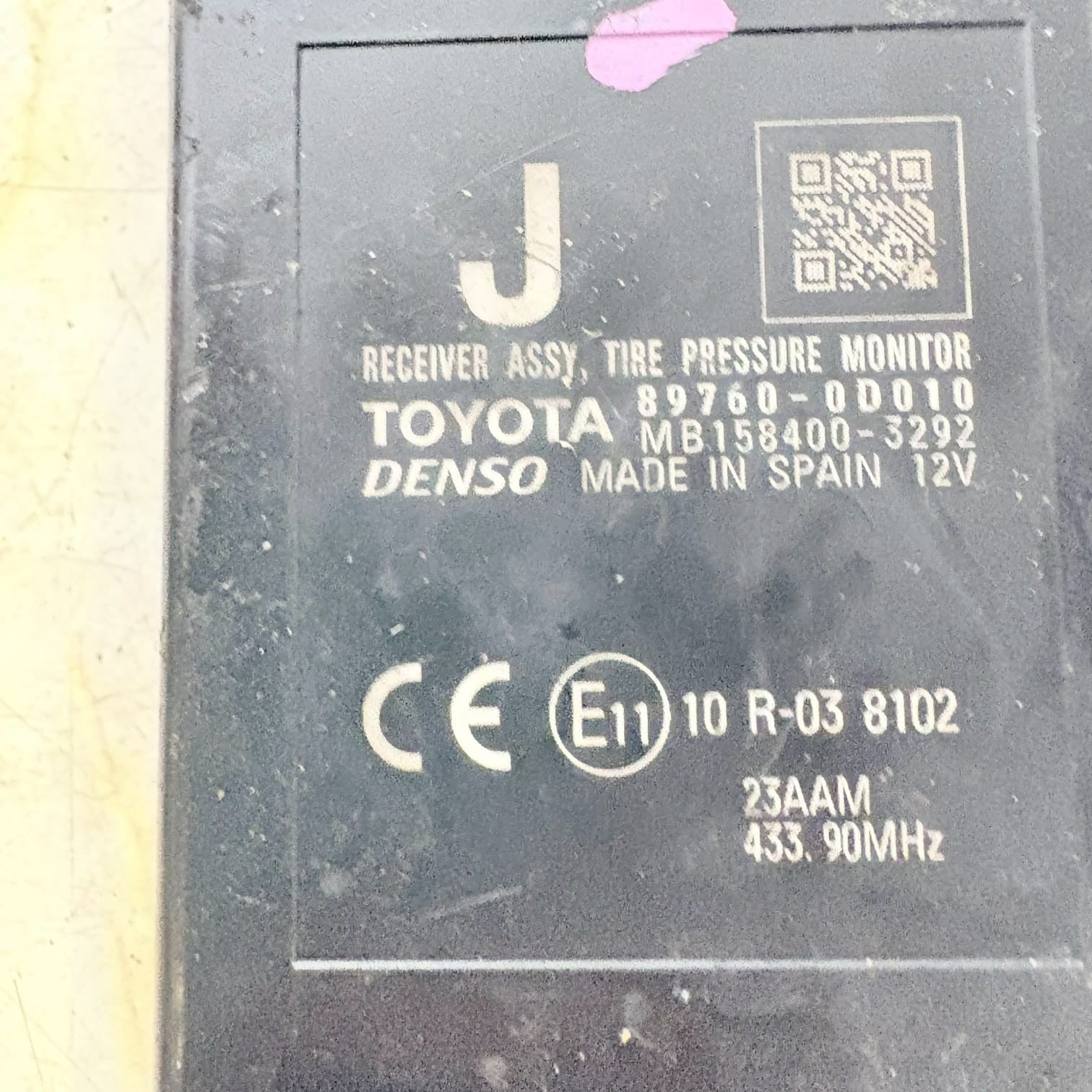 TOYOTA YARIS 2014 TPS Pressure Monitor Control Module ECU 89760-0D010