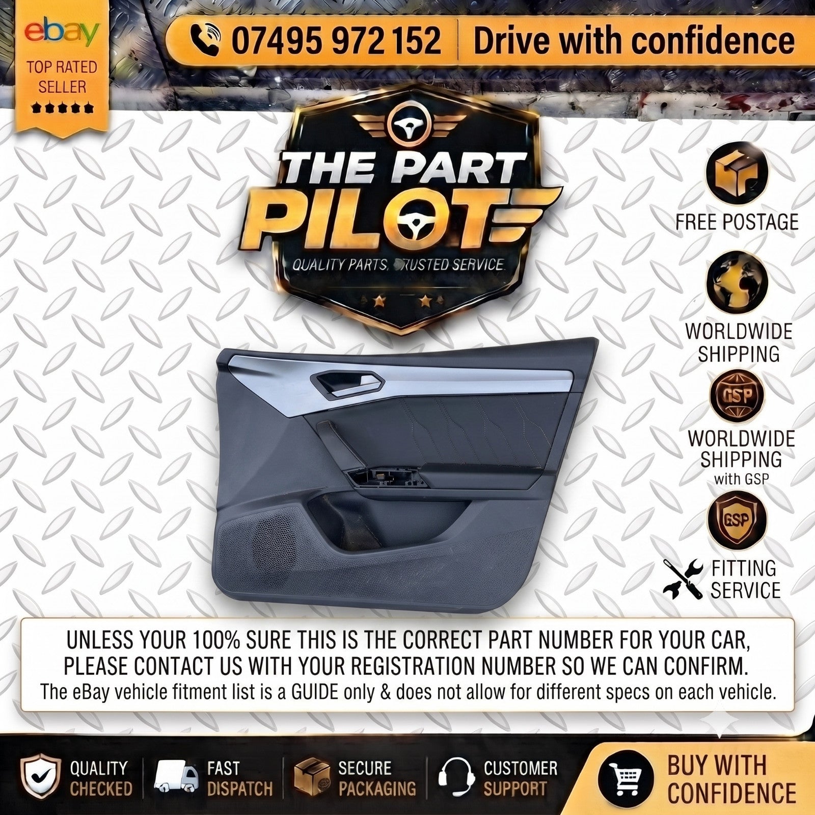 Seat Leon Mk4 Front Right Side Door Card Panel Trim Cover RHD 5FA868080