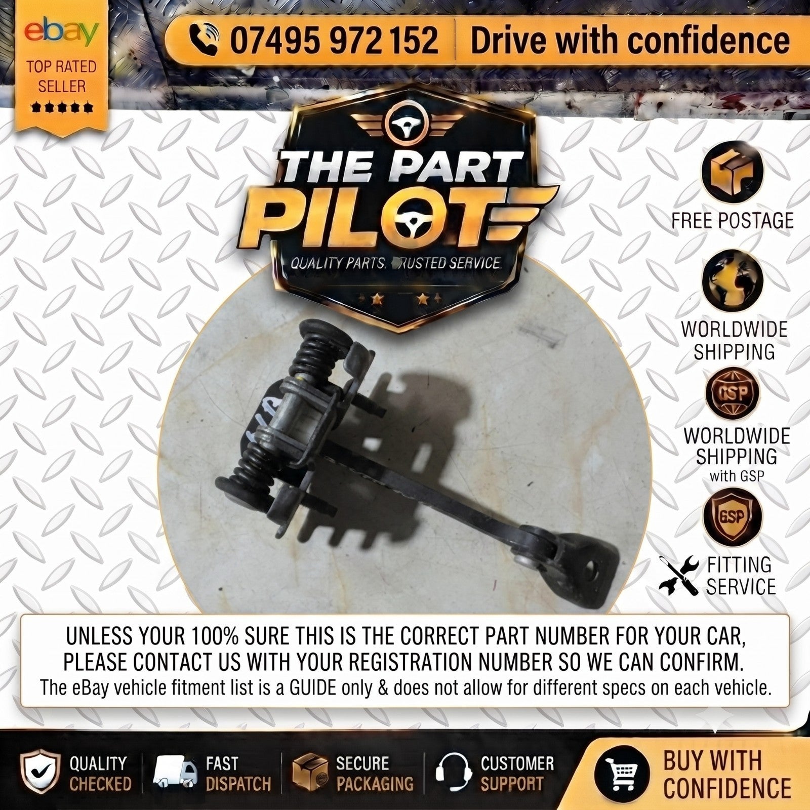 CITROEN C3 2011 LEFT REAR DOOR CHECK STRAP NEARSIDE PASSENGER 5 DOOR