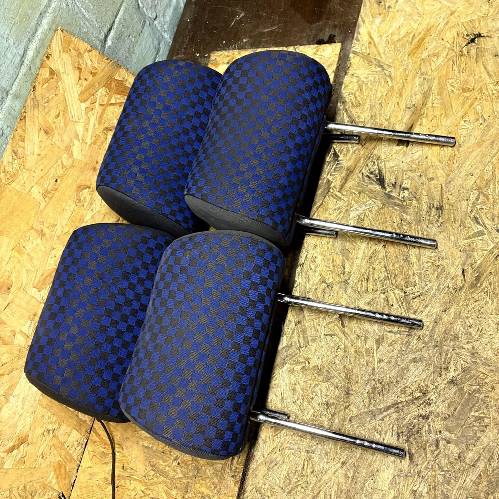 Audi A4 B5 Seat Headrest Set of 4 Front Rear Blue Cloth 1996-2001 Saloon Avant