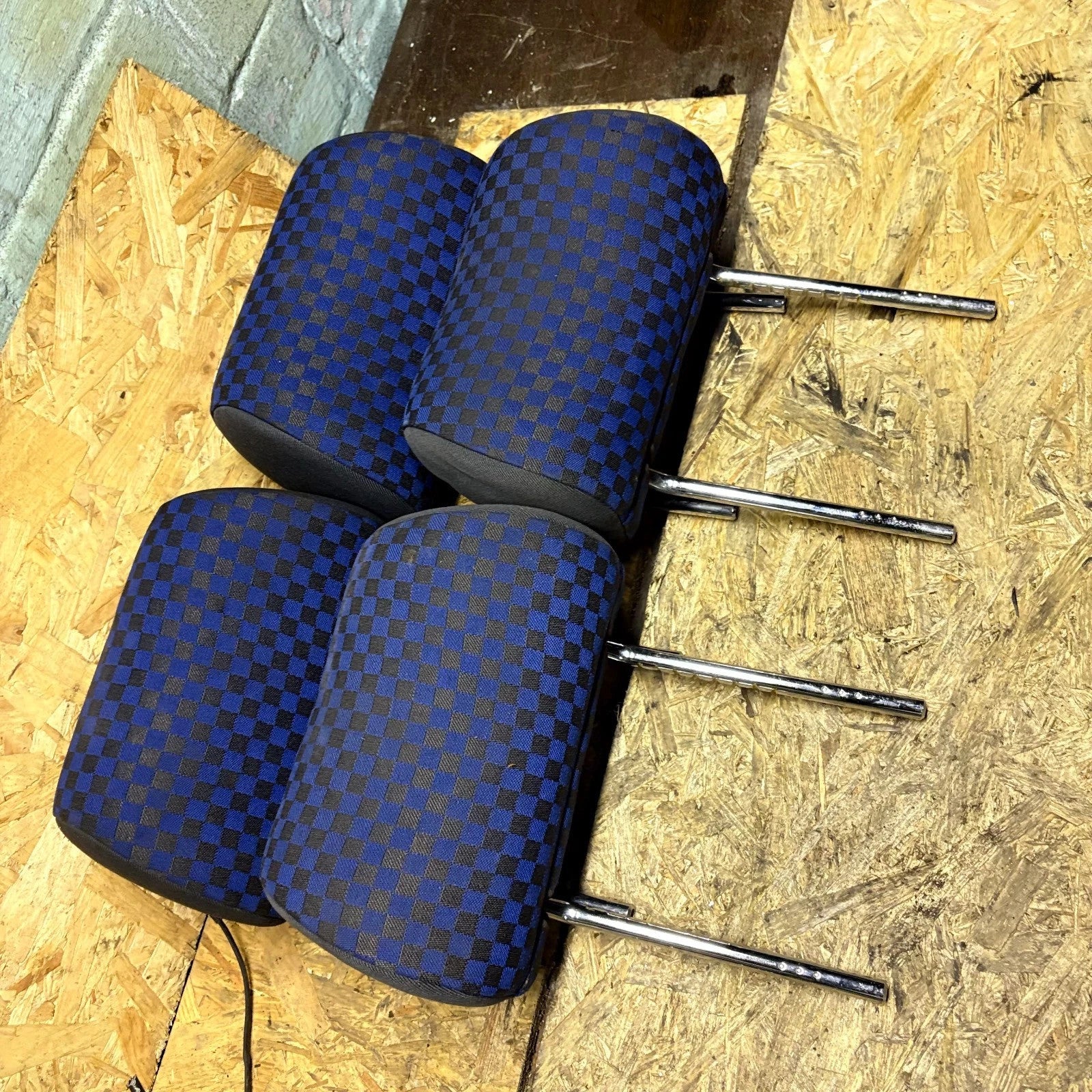 Audi A4 B5 Seat Headrest Set of 4 Front Rear Blue Cloth 1996-2001 Saloon Avant
