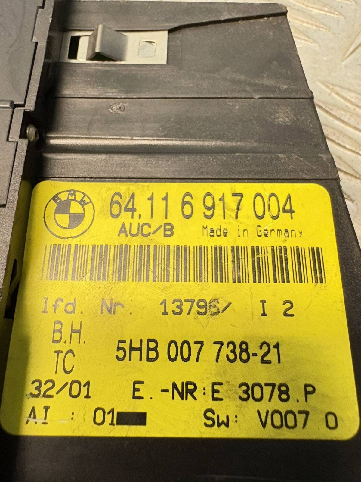 BMW 3 SERIES HEATER CONTROL PANEL 6956319