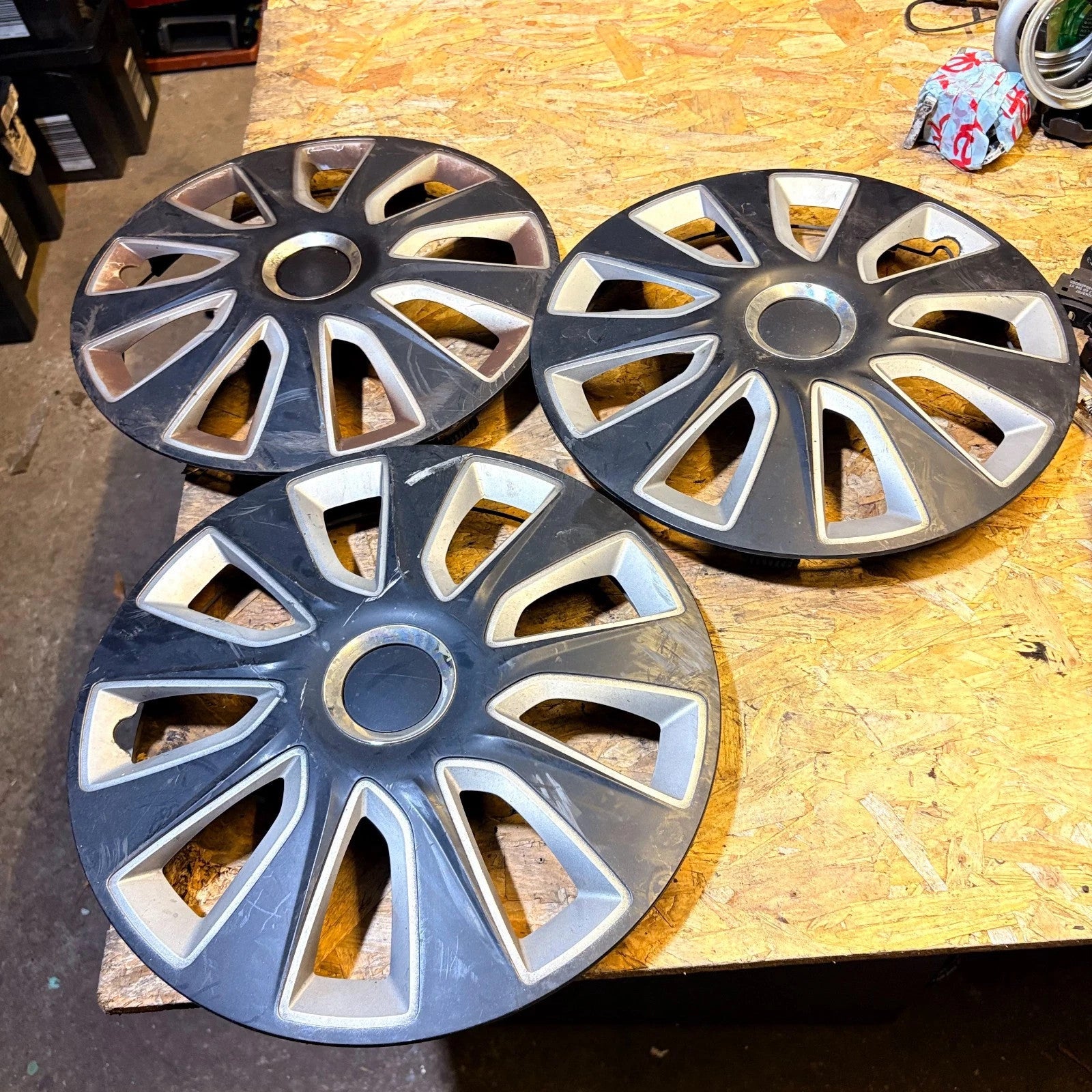 Versaco Stratos RC 14" Wheel Trims Hub Caps Wheel Covers Black/Silver x3