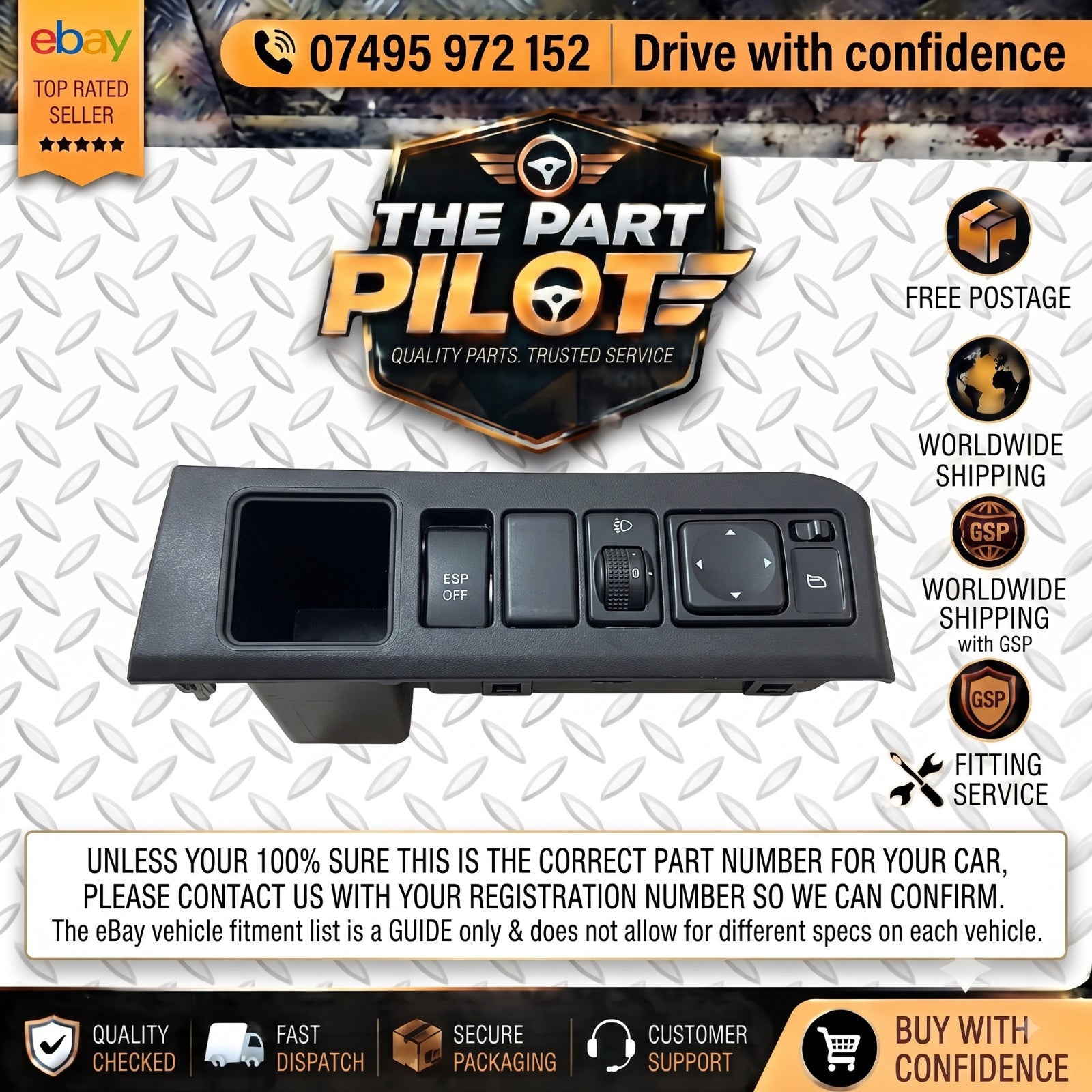 Nissan Note E11 2006-2013  ESP Headlight Mirror Switch Panel 68485-9U000
