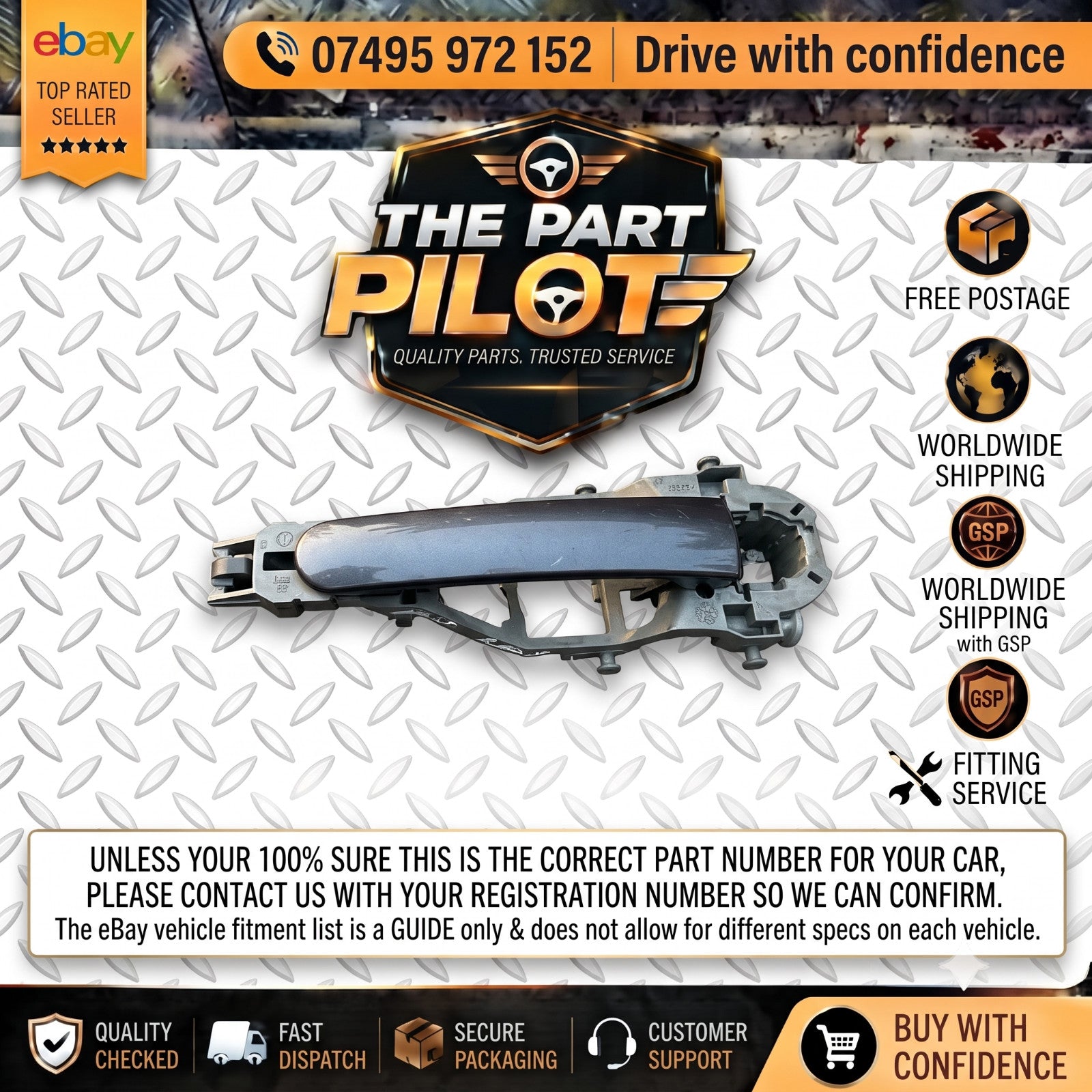 VW Golf Mk6 2008-2012 Rear Right Exterior Door Handle Blue 5 Door
