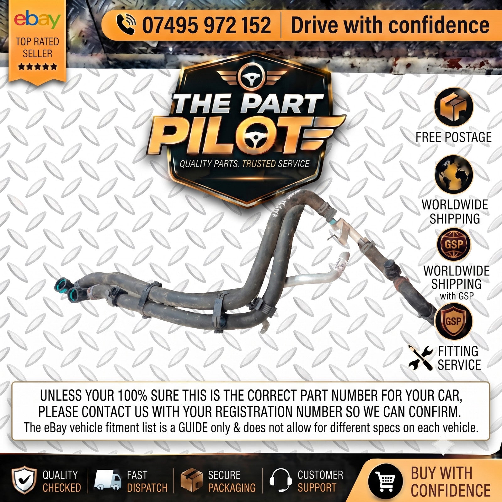 Jaguar XE X760 Engine Coolant Heater Pipe Hose G4D318B402CA 2015-2020