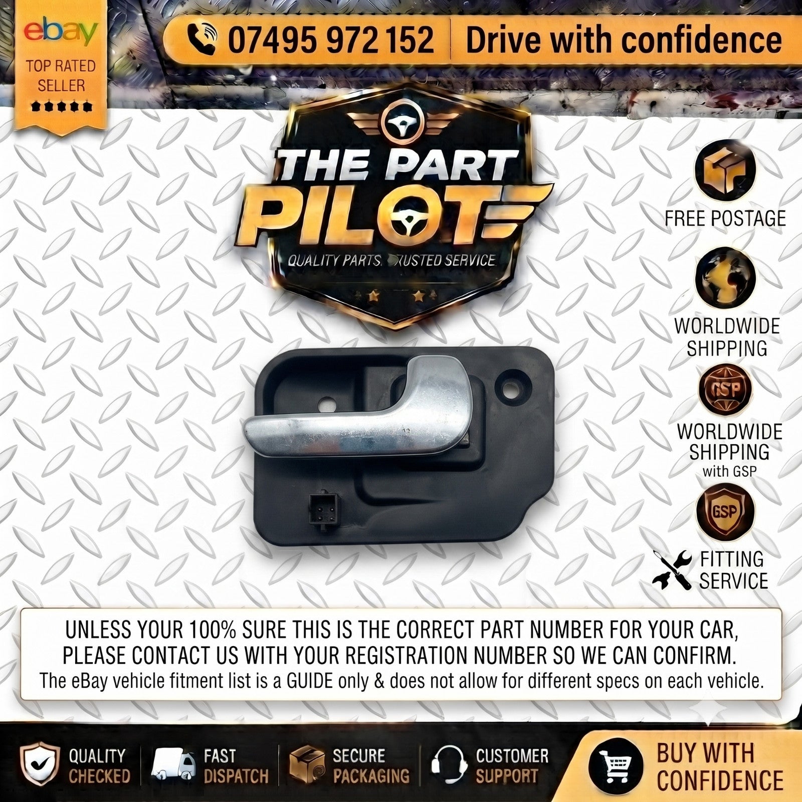 Vauxhall Opel Meriva A 2003-2010 Front Right Inner Door Handle 13121859 Chrome