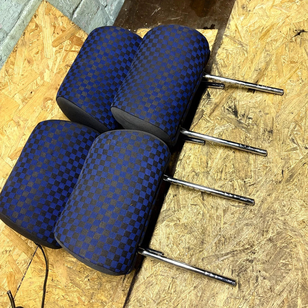 Audi A4 B5 Seat Headrest Set of 4 Front Rear Blue Cloth 1996-2001 Saloon Avant