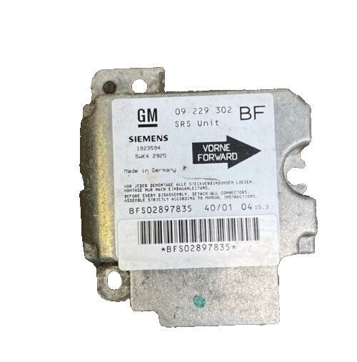 Vauxhall Astra Mk4 1998-2004 Zafira A 1999-2005 SRS ECU 09229302 5WK42925