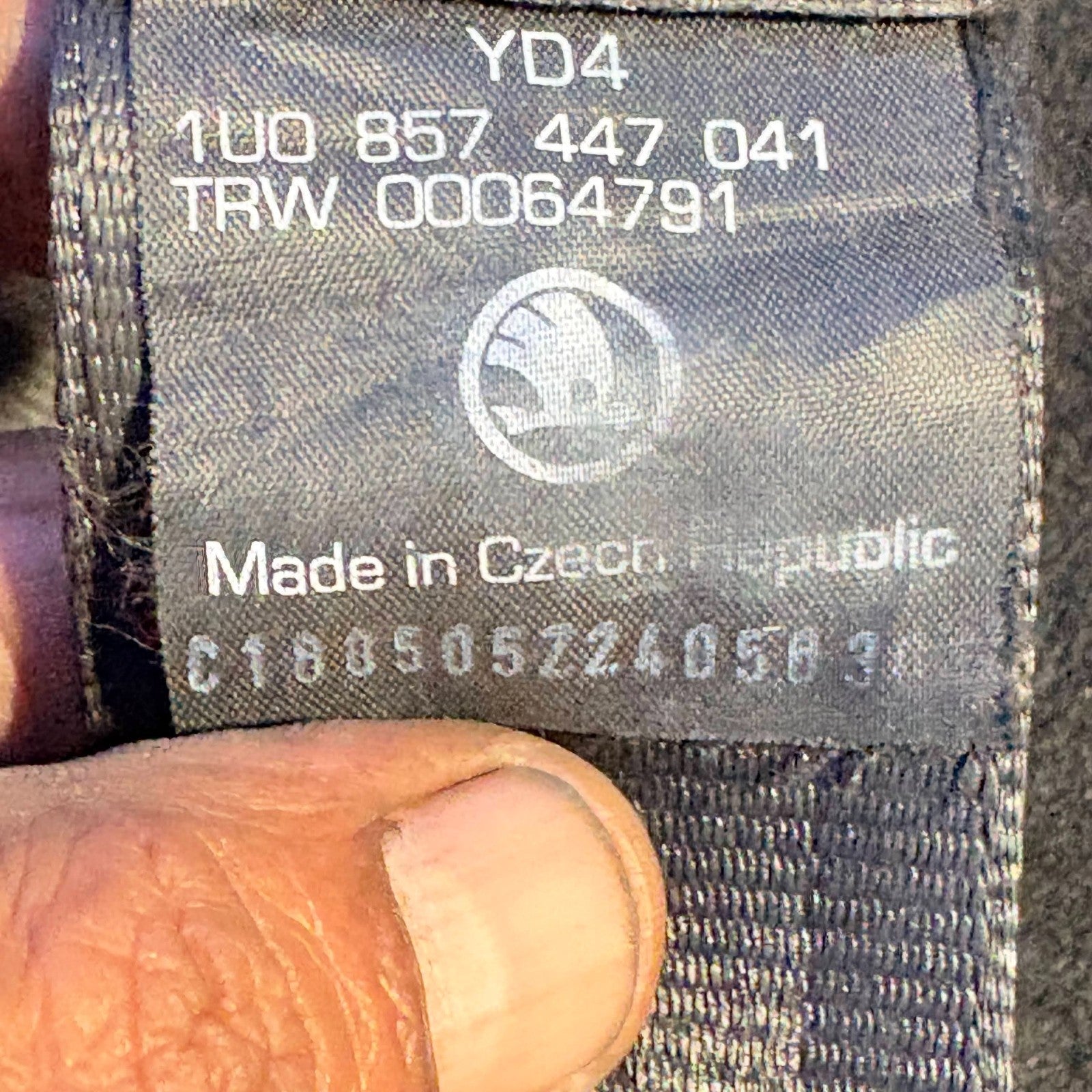 Skoda Octavia Vrs Seat Belt Passenger Side Rear 1UO 857 447 041 2009-2013