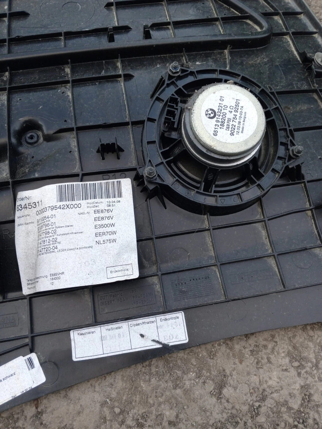 BMW E88 Convertible Driver Side Right Rear Quarter Door Card Dakota Black