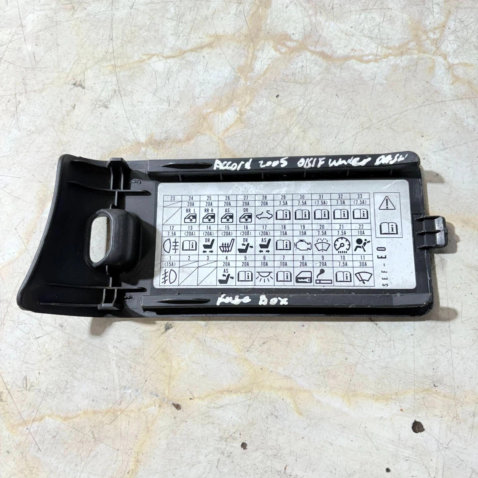 Honda Accord 2002-2007 Interior Under Dash Fuse Box Cover Lid Front Right RHD