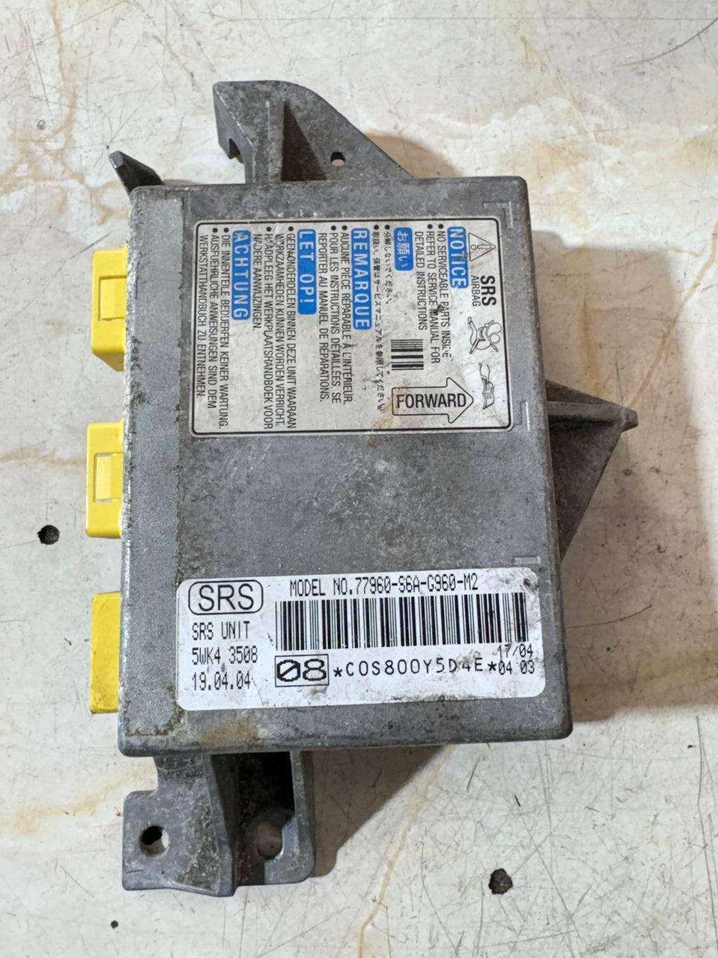 Honda Civic Air Bag Control Module ECU 77960-S6A-G960-M2