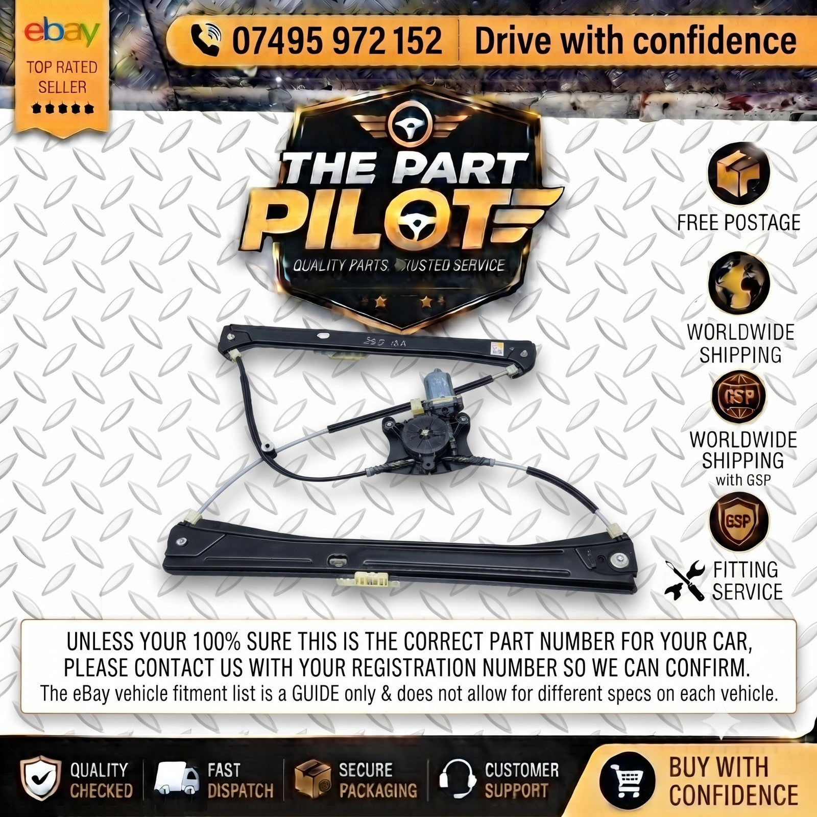 Volkswagen Tiguan Mk2 Right Front Window Regulator 5NA837462A 5 Door SUV 2016-20