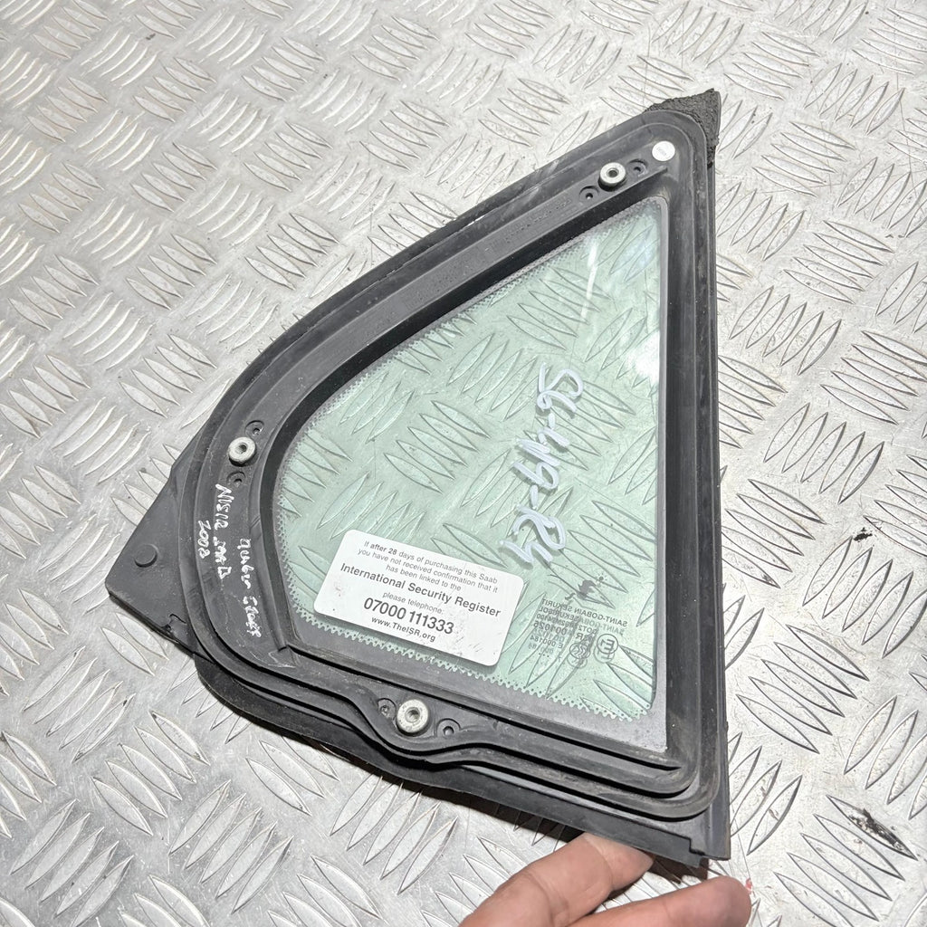 SAAB 2008 LEFT REAR PASSENGER NEARSIDE QUARTER WINDOW