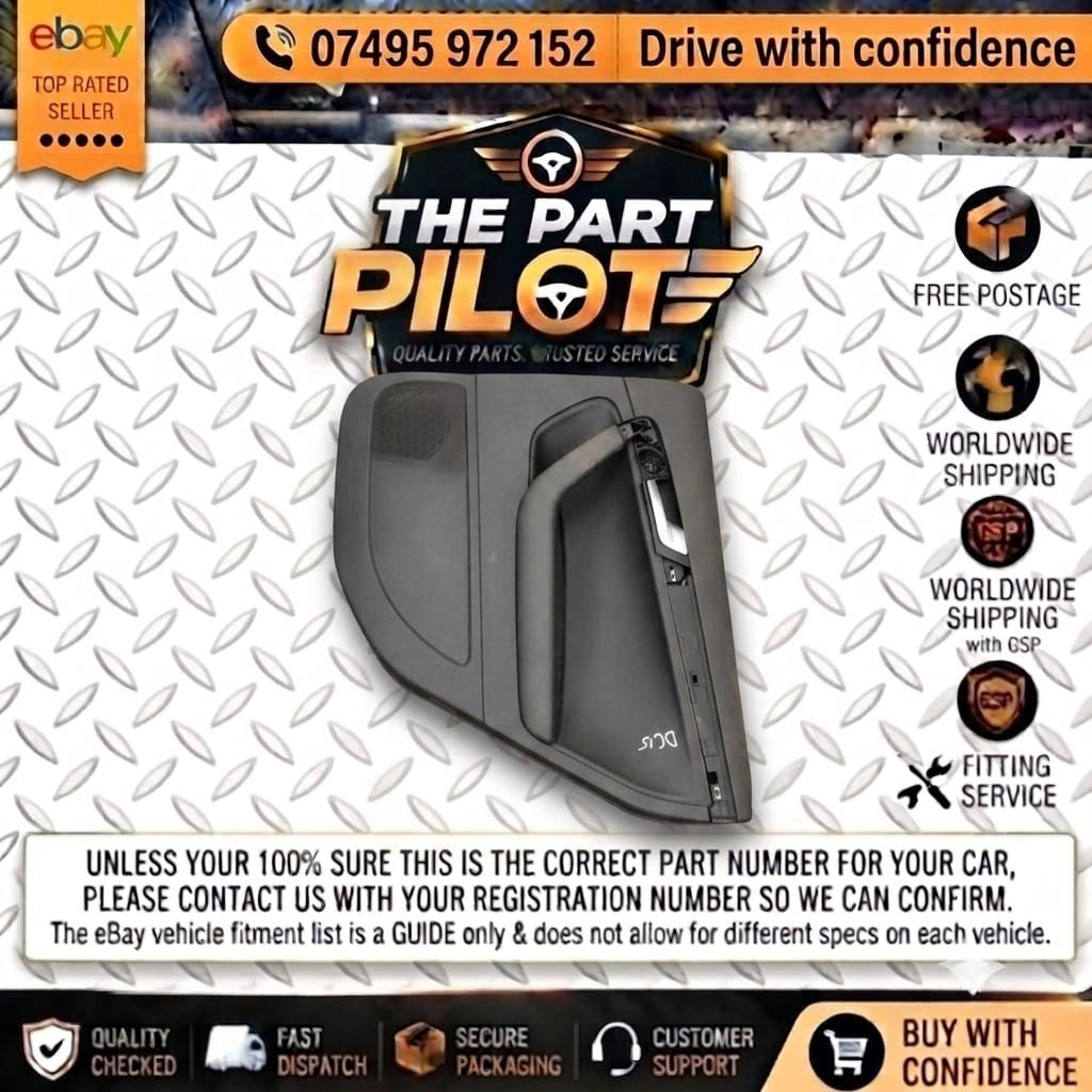 Audi A3 8PA Sportback 2004-2013 Rear Right Driver Side Door Card Black 8P4867306