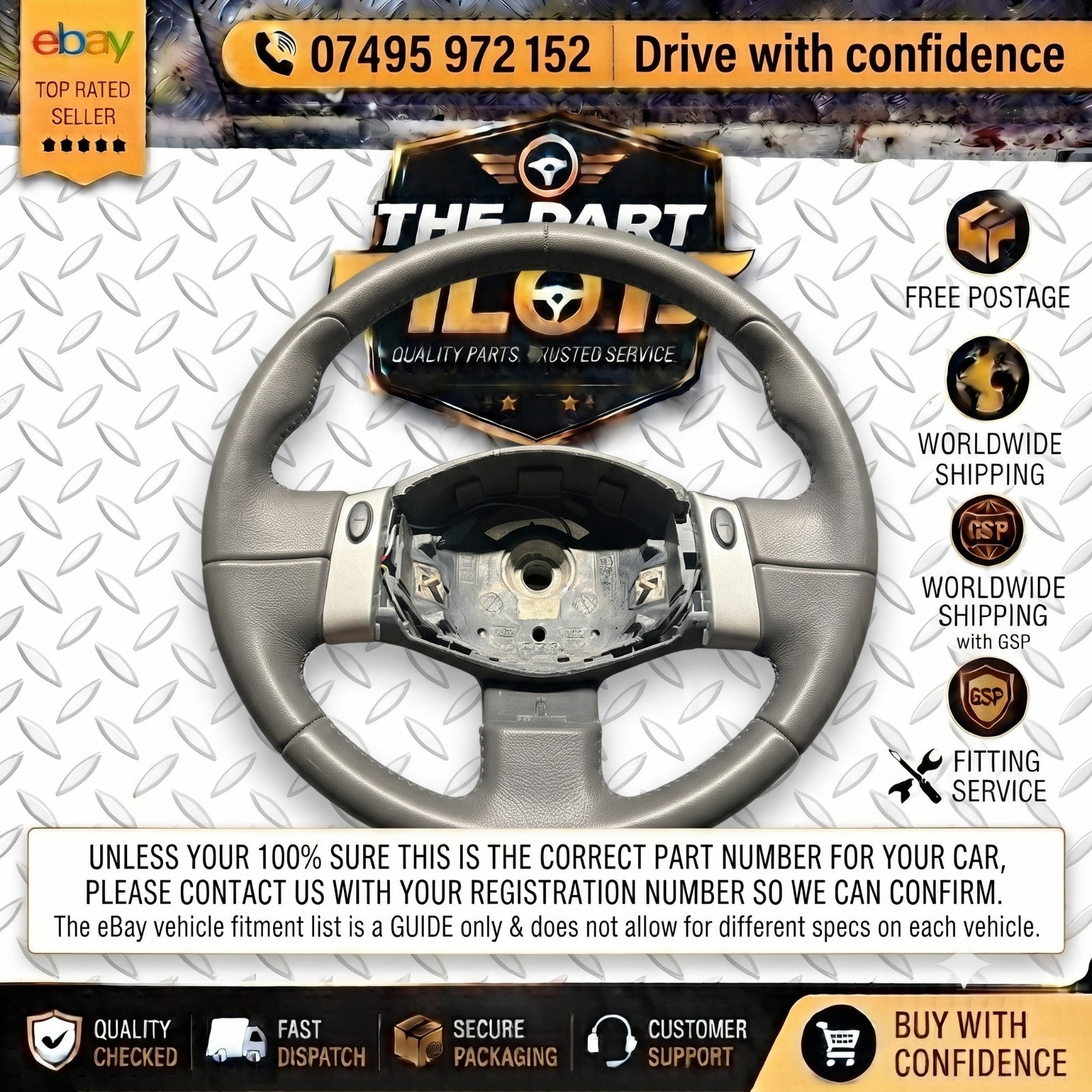 Mini Cooper R50 R53 2001-2006 Steering Wheel 3-Spoke Black 2375R5014