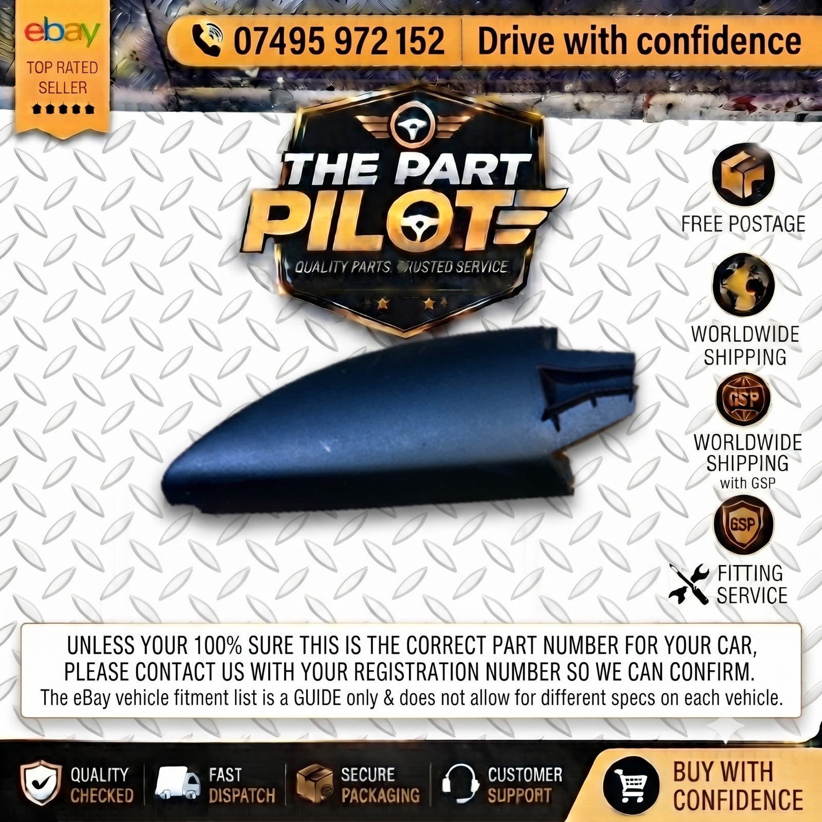 VW Polo 9N 9N3 2002-2010 Left Passenger Inner Wing Mirror Trim Cover 6Q0837973G