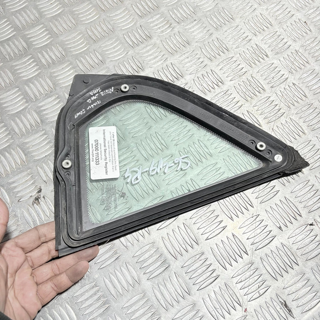 SAAB 2008 LEFT REAR PASSENGER NEARSIDE QUARTER WINDOW
