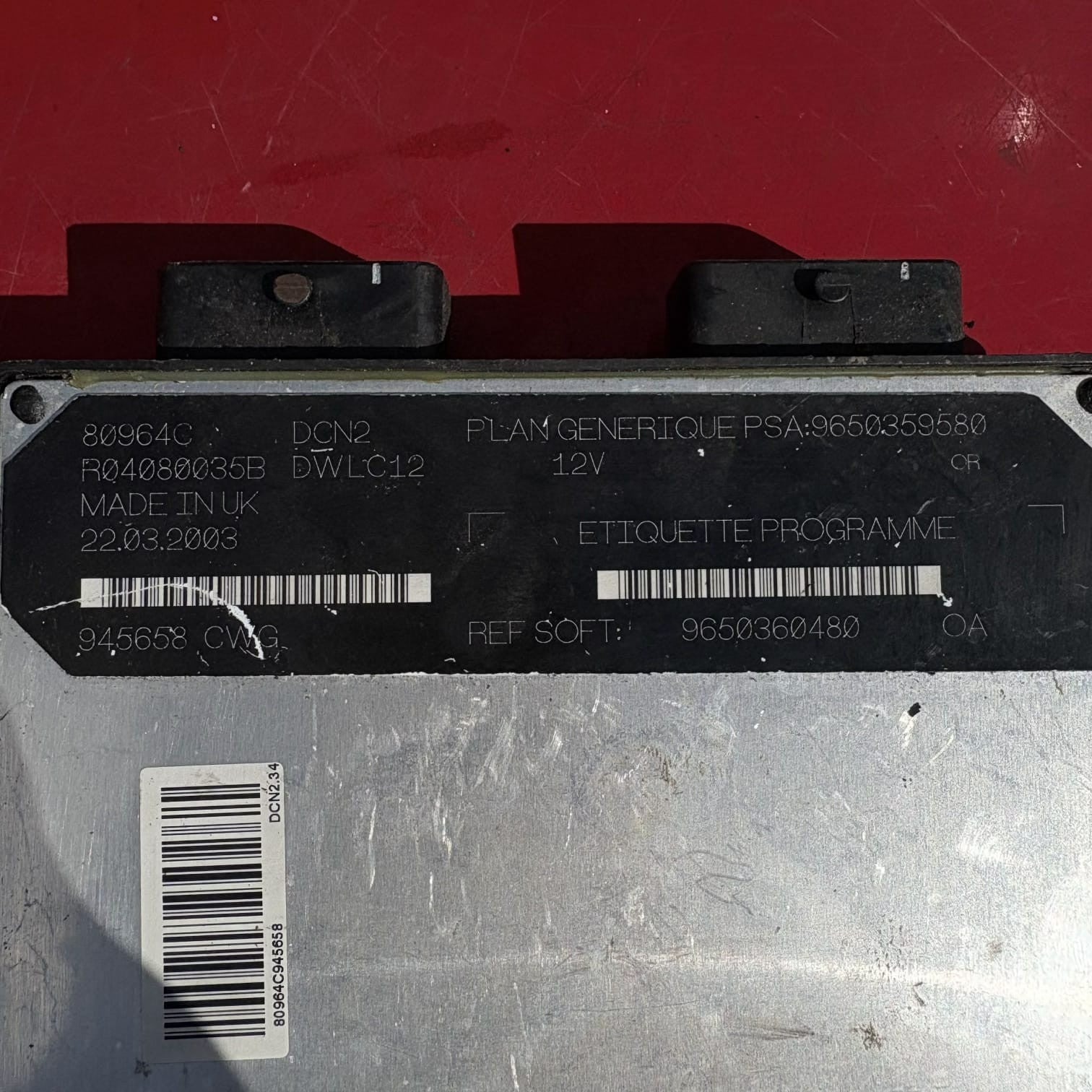 CITROEN BERLINGO PEUGEOT PARTNER 2002-2008 DIESEL ENGINE ECU 80964C R04080035B